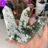 Moss Agate Triple Points Towers MagiCandleSOS 