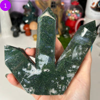 Moss Agate Triple Points Towers MagiCandleSOS 