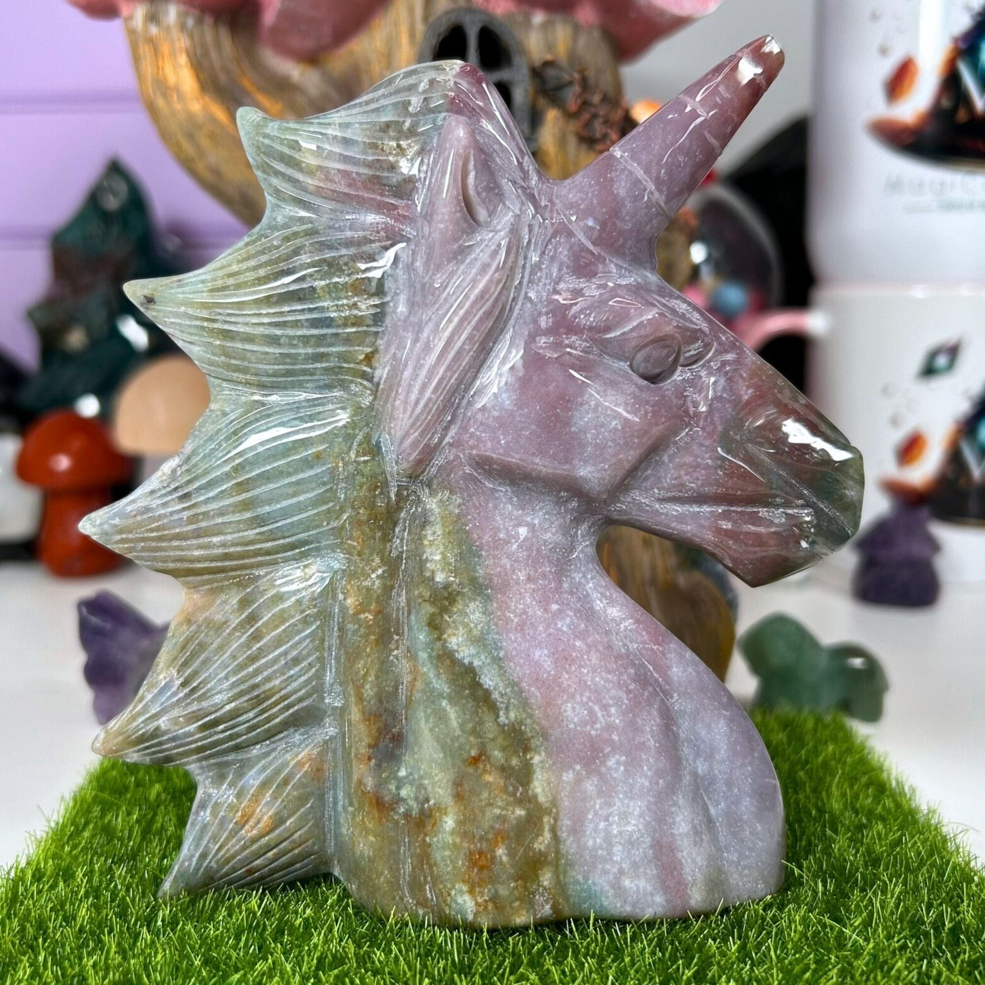 Ocean Jasper Unicorn Head - "Toto" Statement Pieces MagiCandleSOS 