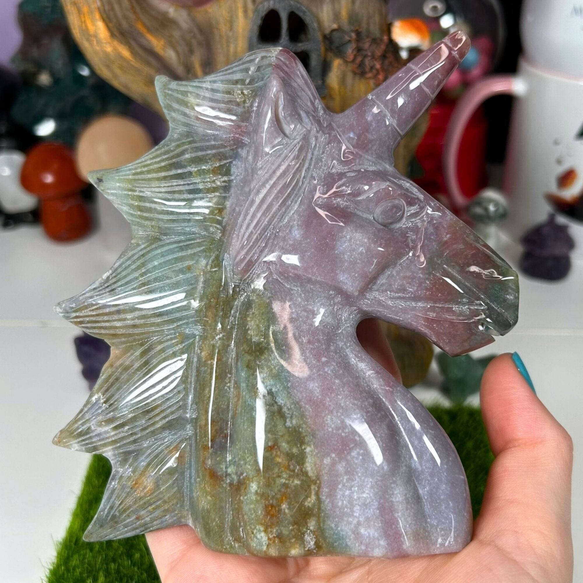 Ocean Jasper Unicorn Head - "Toto" Statement Pieces MagiCandleSOS 