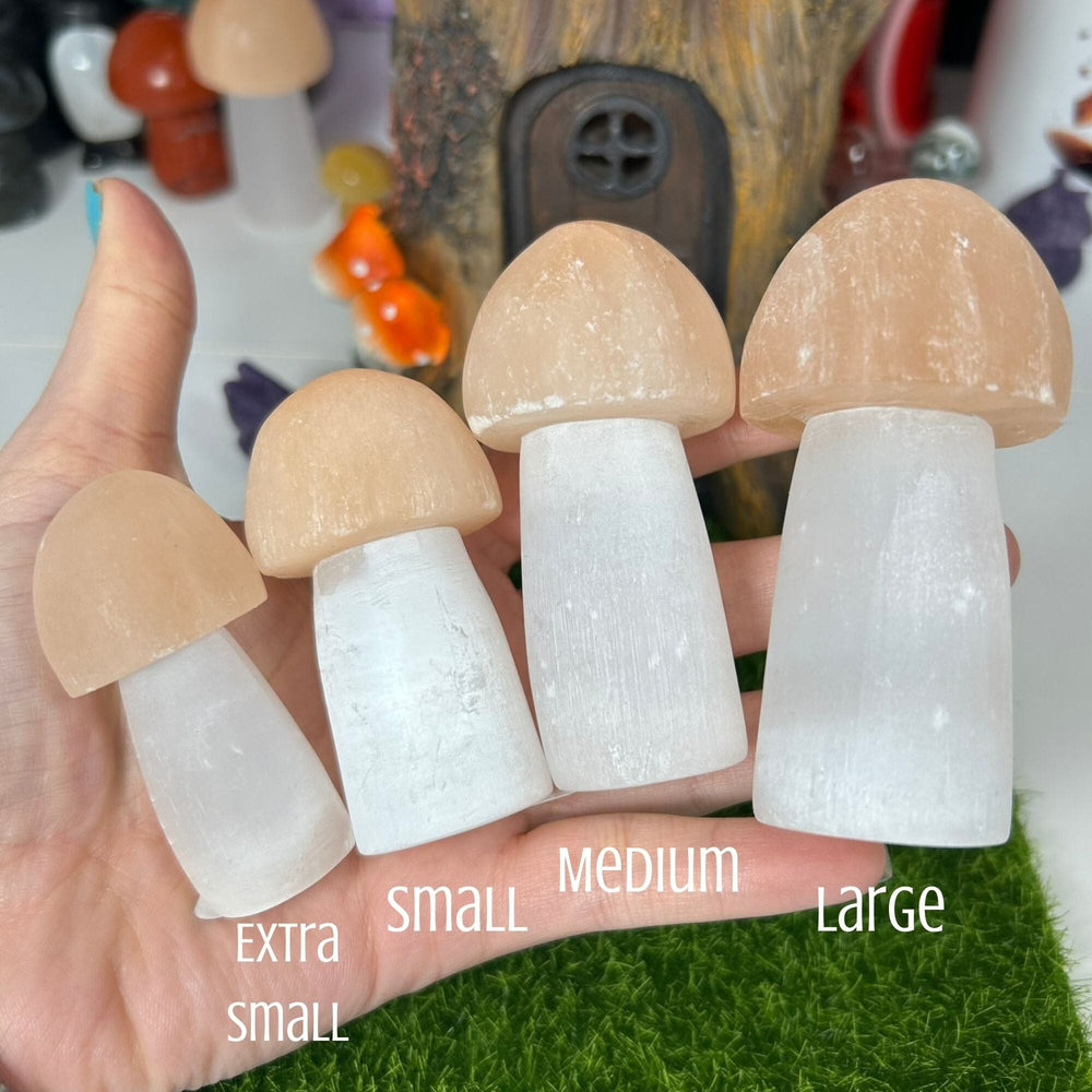 Peach Selenite Mushrooms Carvings MagiCandleSOS Extra Small 