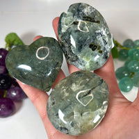 Prehnite with Epidote Hearts | Prehnite with Epidote Palmstones Misc MagiCandleSOS 