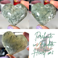 Prehnite with Epidote Hearts | Prehnite with Epidote Palmstones Misc MagiCandleSOS Heart 2 