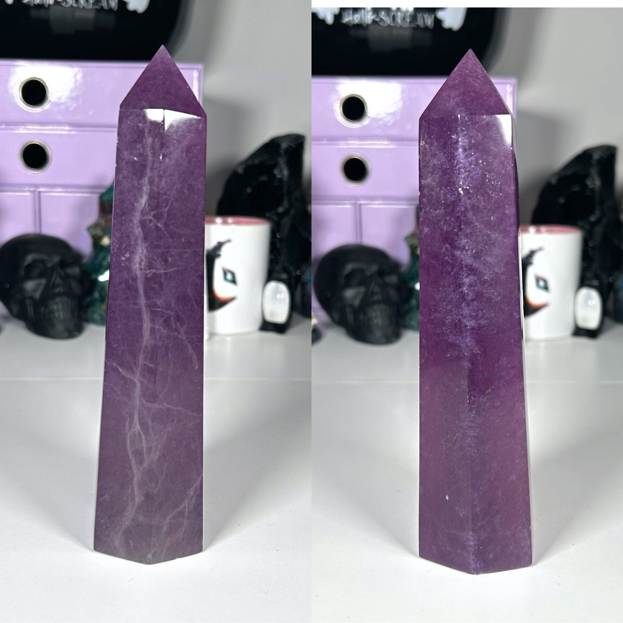 Purple Fluorite Large Tower - "Petunia" MagiCandleSOS 