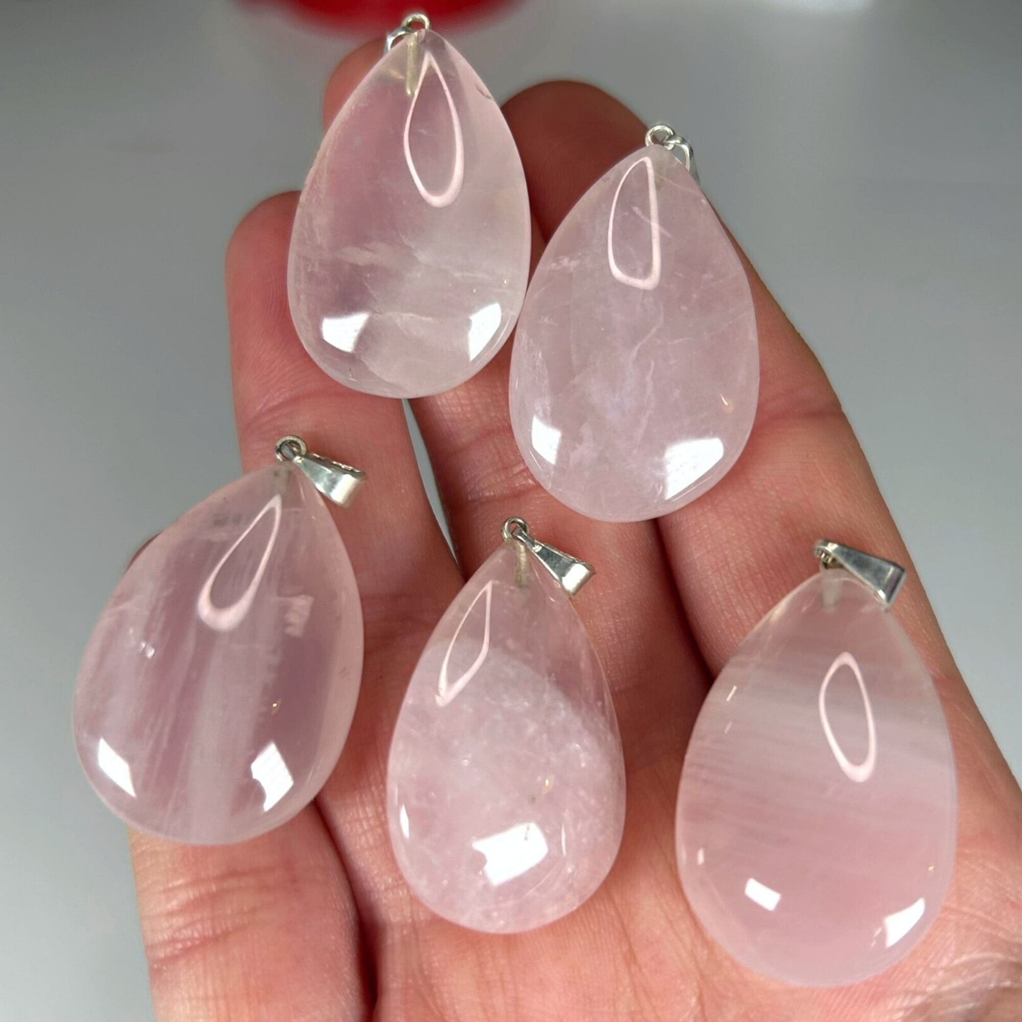 Rose Quartz Teardrop Pendant Necklaces Jewellery MagiCandleSOS 