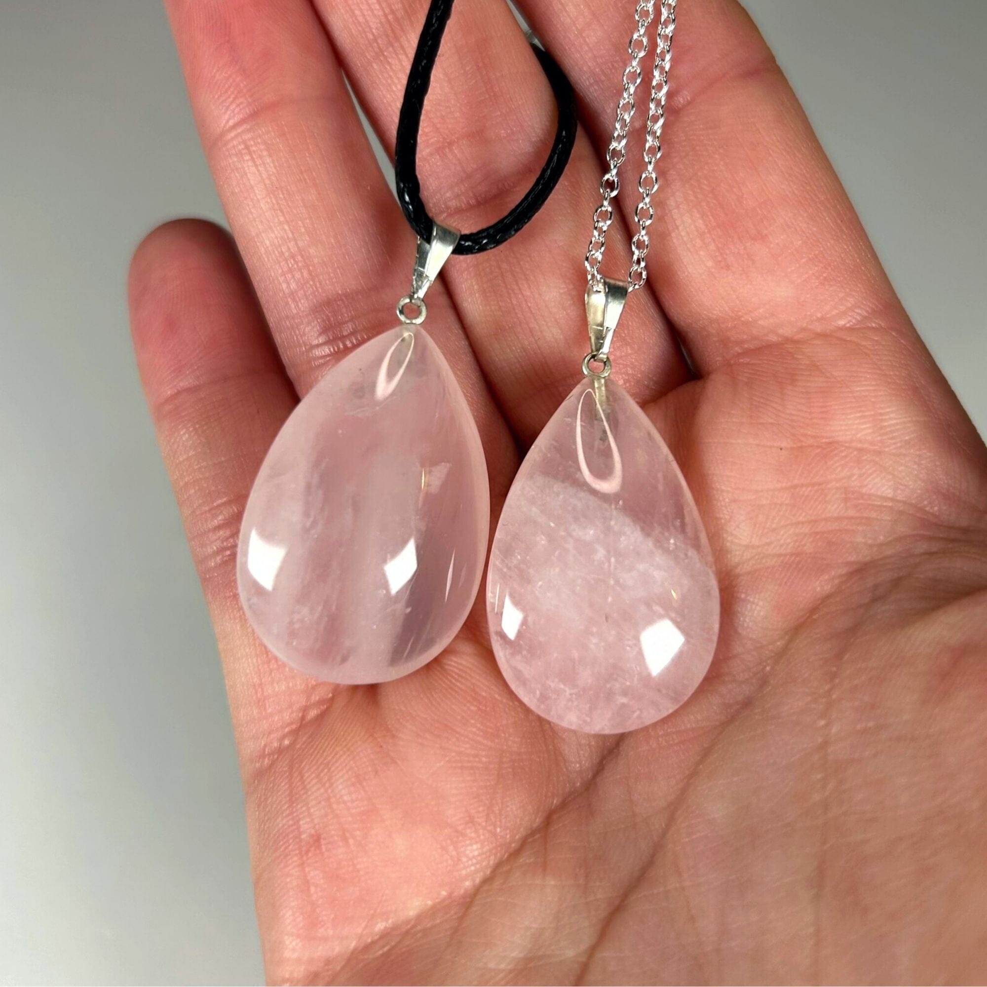 Rose Quartz Teardrop Pendant Necklaces Jewellery MagiCandleSOS 