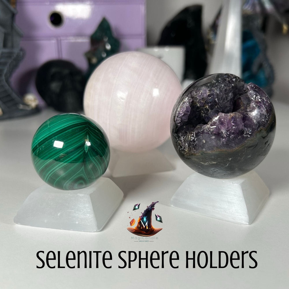 Selenite Sphere Holder MagiCandleSOS 