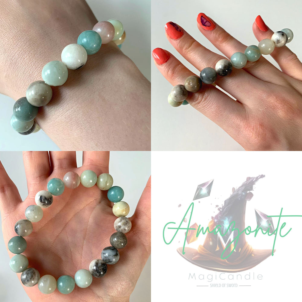 8mm Bead Crystal Bracelet MagiCandleSOS Amazonite 