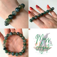 8mm Bead Crystal Bracelet MagiCandleSOS Moss Agate 