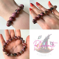 8mm Bead Crystal Bracelet MagiCandleSOS Rhodonite 