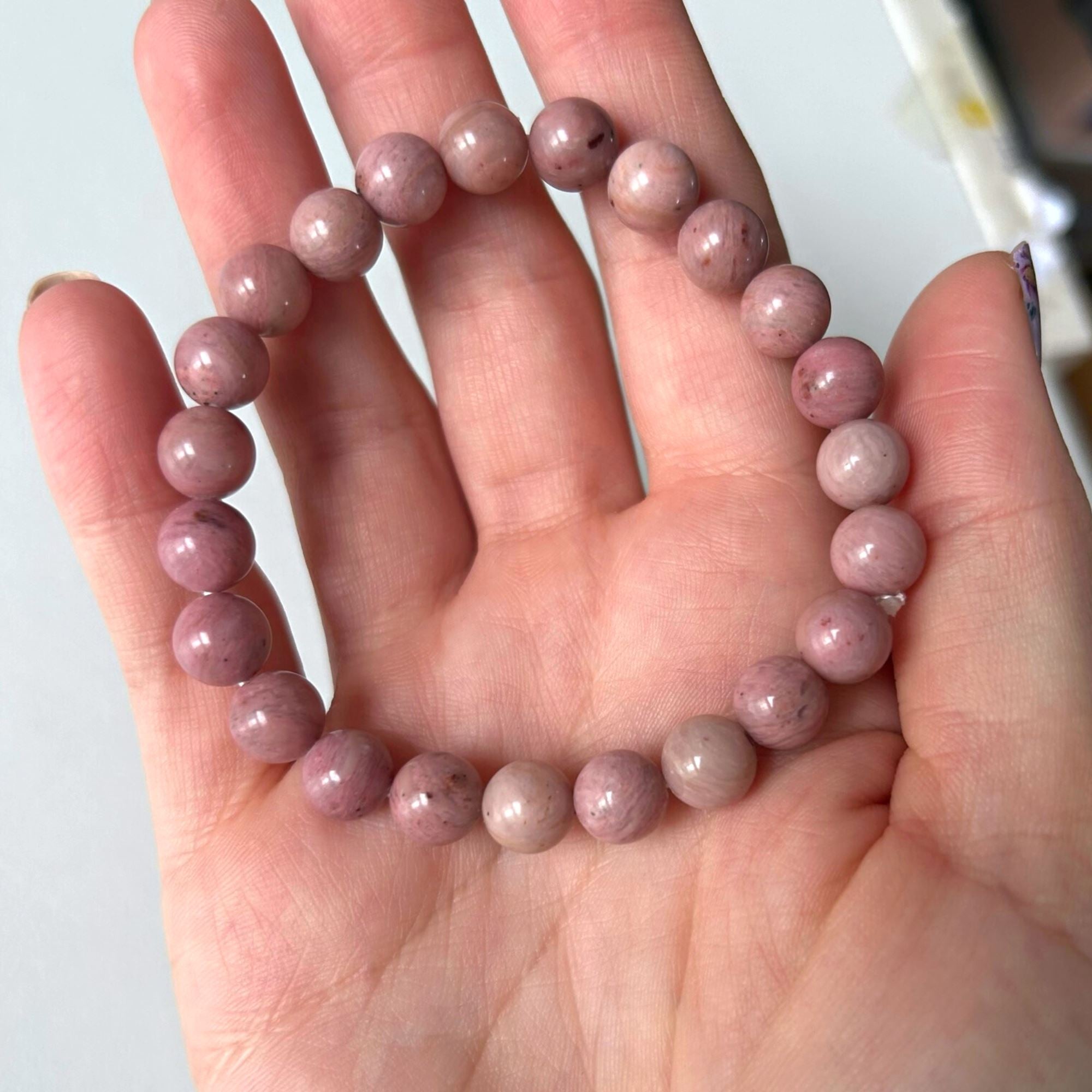 8mm Bead Rhodochrosite Bracelet MagiCandleSOS 