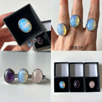 Adjustable Oval Crystal Rings - Rose Quartz, Amethyst, Opalite MagiCandleSOS 