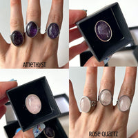 Adjustable Oval Crystal Rings - Rose Quartz, Amethyst, Opalite MagiCandleSOS 