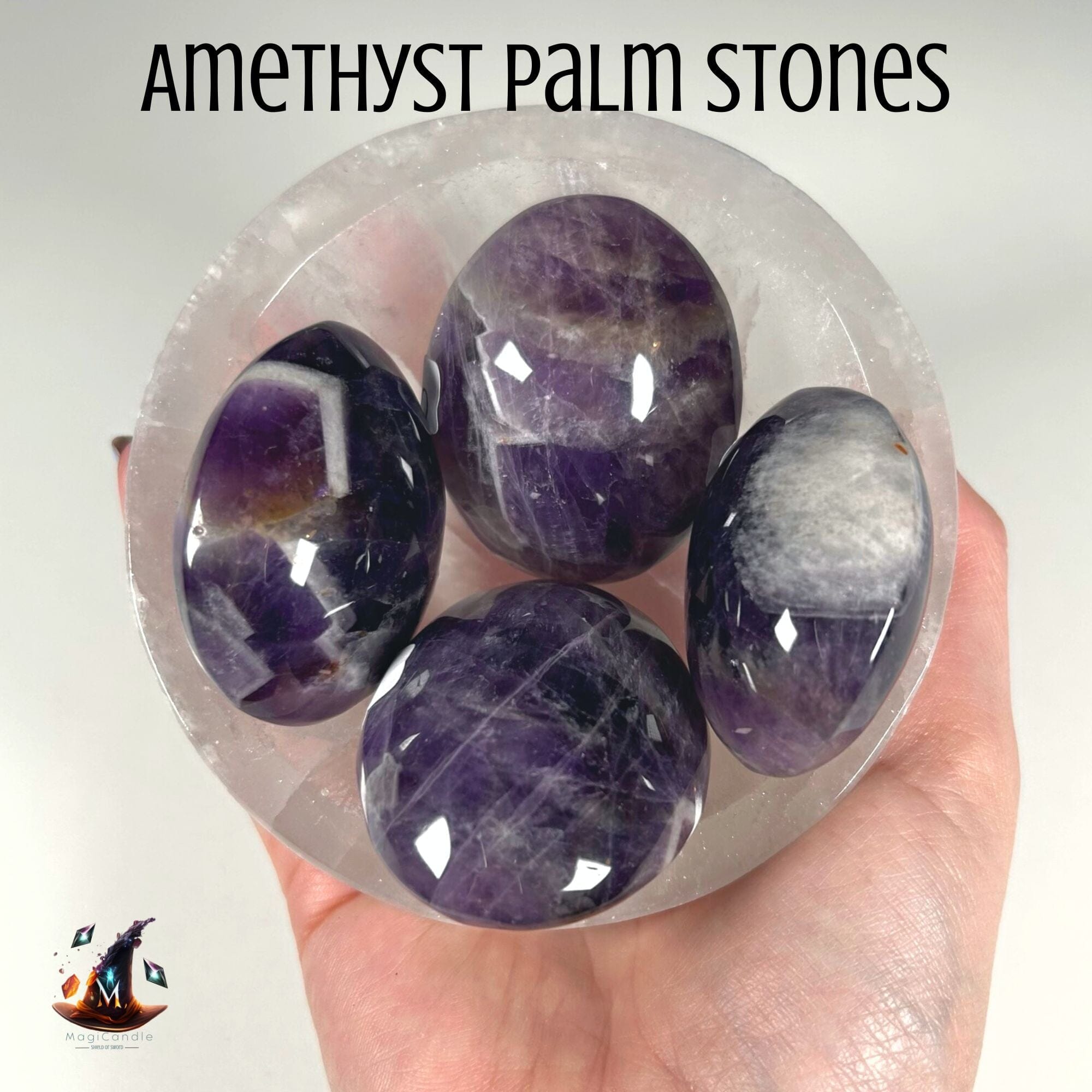 Amethyst Palm Stones MagiCandleSOS 