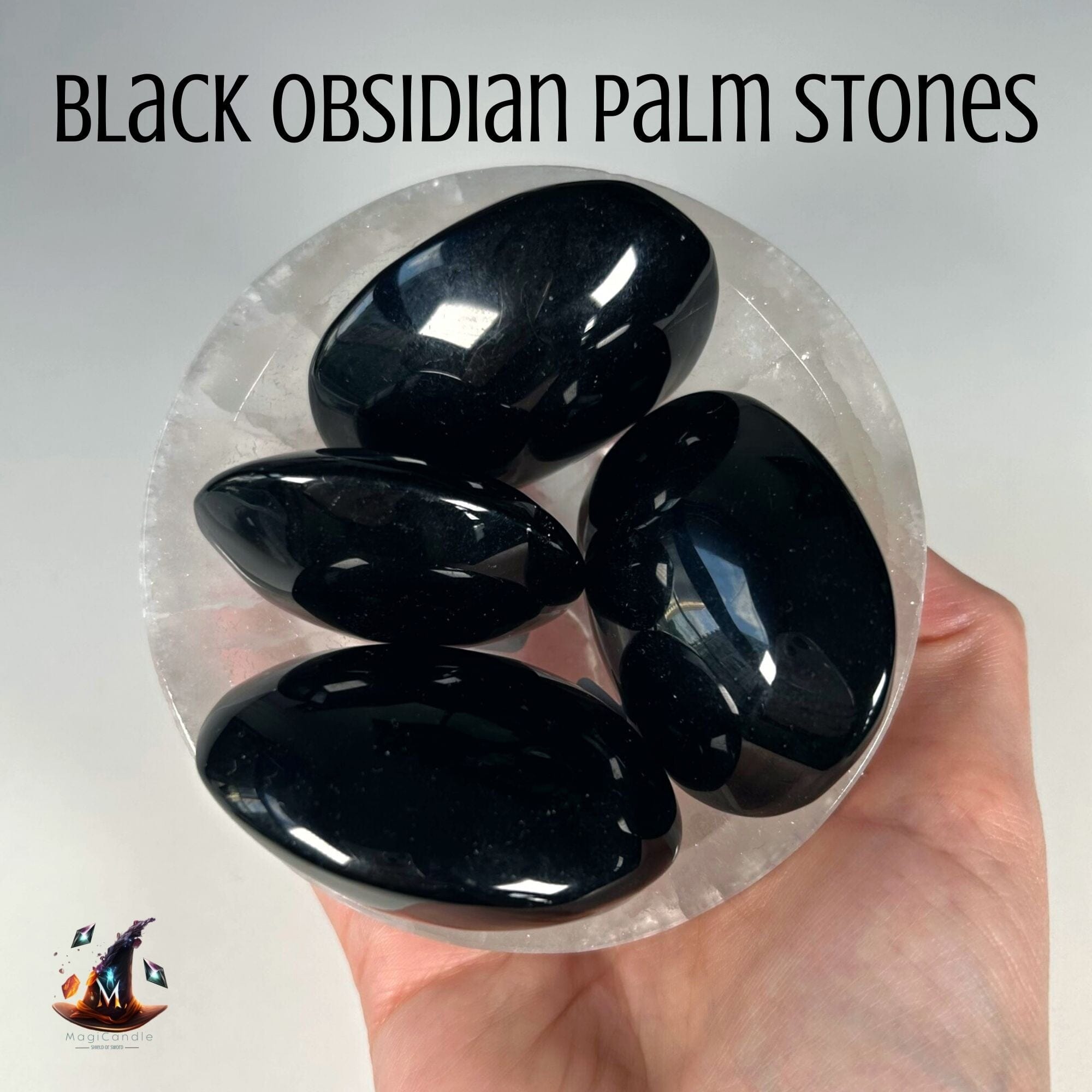 Black Obsidian Palm Stones MagiCandleSOS 