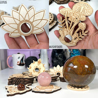 Carved Wooden Sphere Stands MagiCandleSOS 