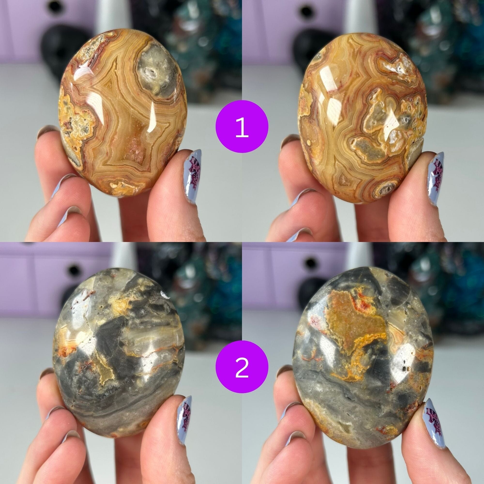 Crazy Lace Agate Palm Stones MagiCandleSOS 1 