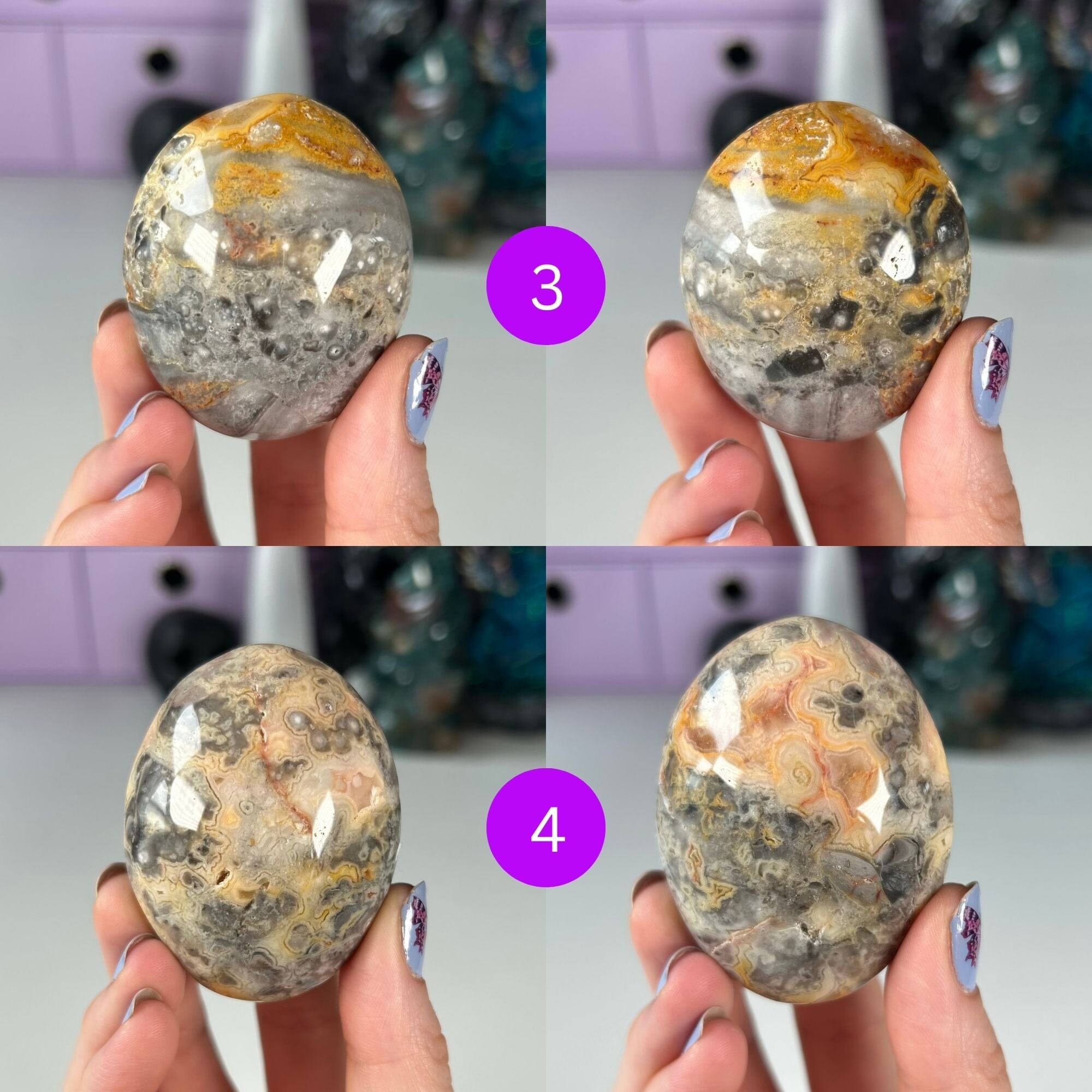 Crazy Lace Agate Palm Stones MagiCandleSOS 3 