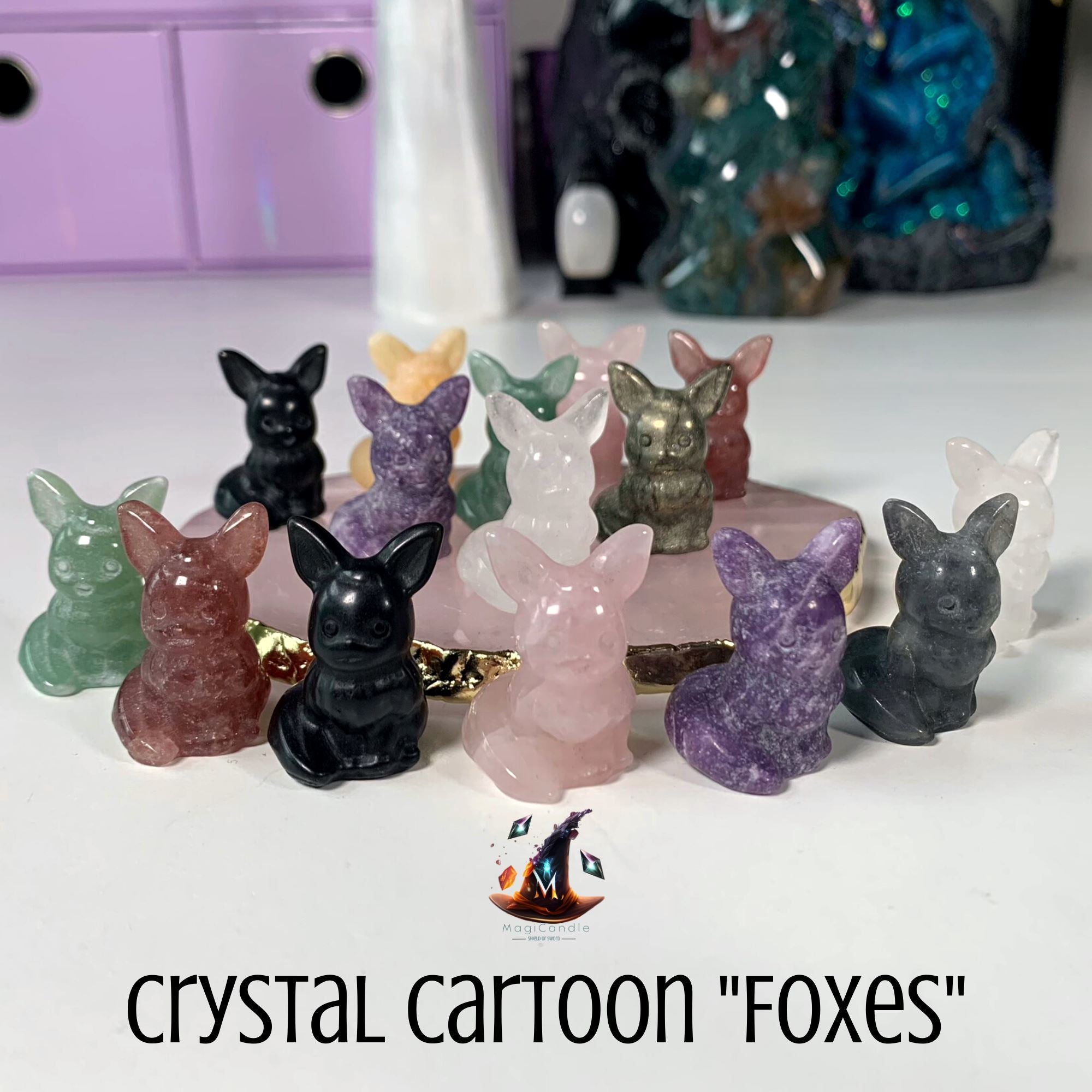 Crystal Cartoon "Fox" Carvings MagiCandleSOS 