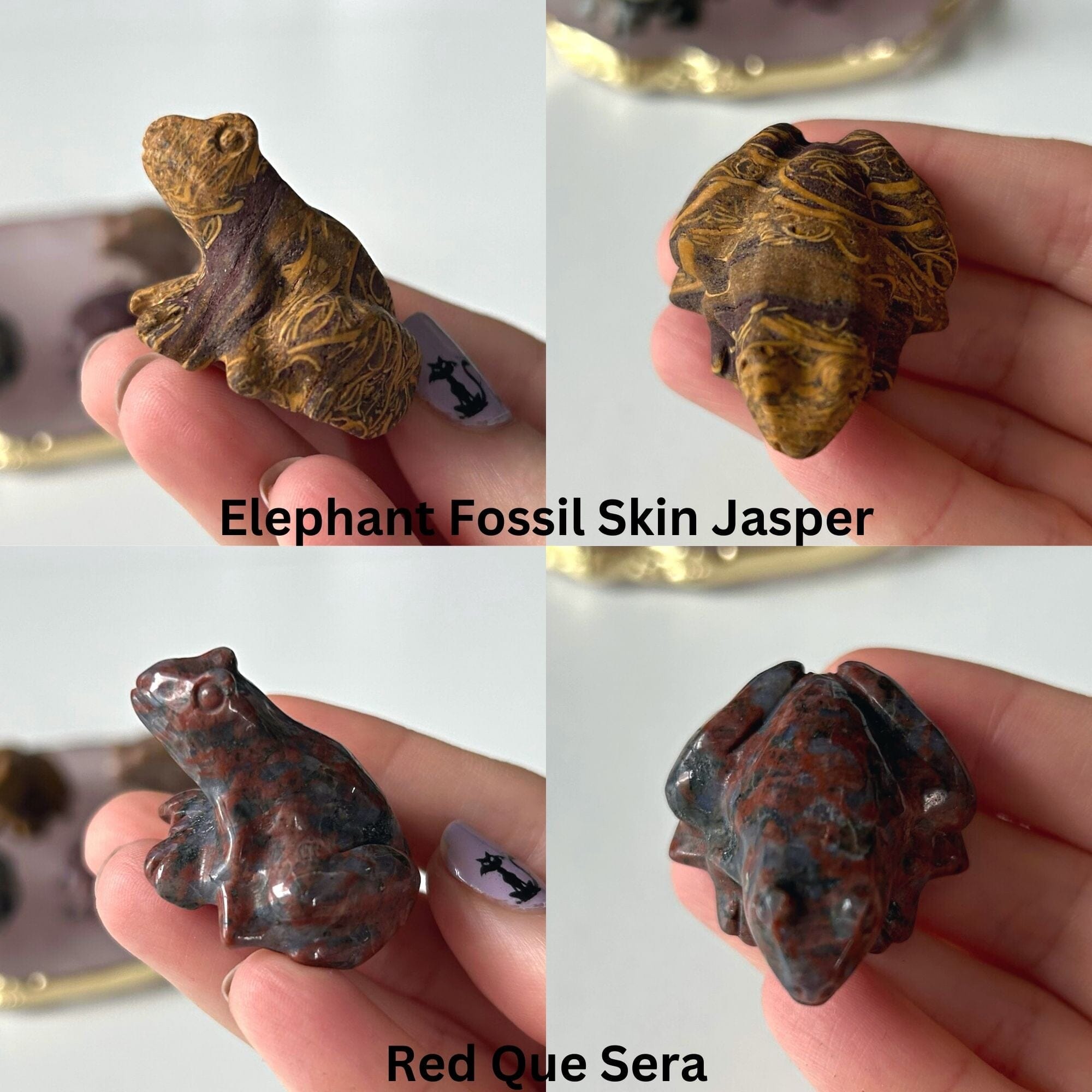 Crystal Frog Carvings MagiCandleSOS Elephant Skin Jasper 