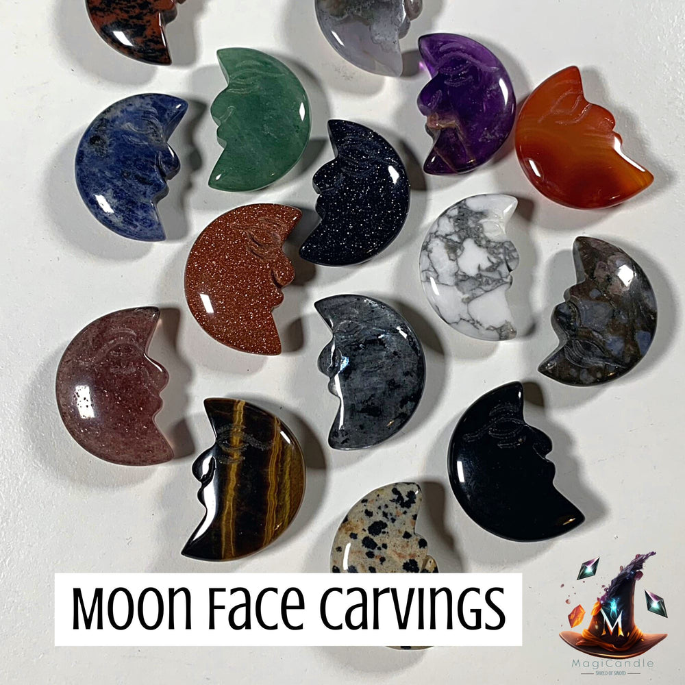 Crystal Moon Face Carvings MagiCandleSOS 