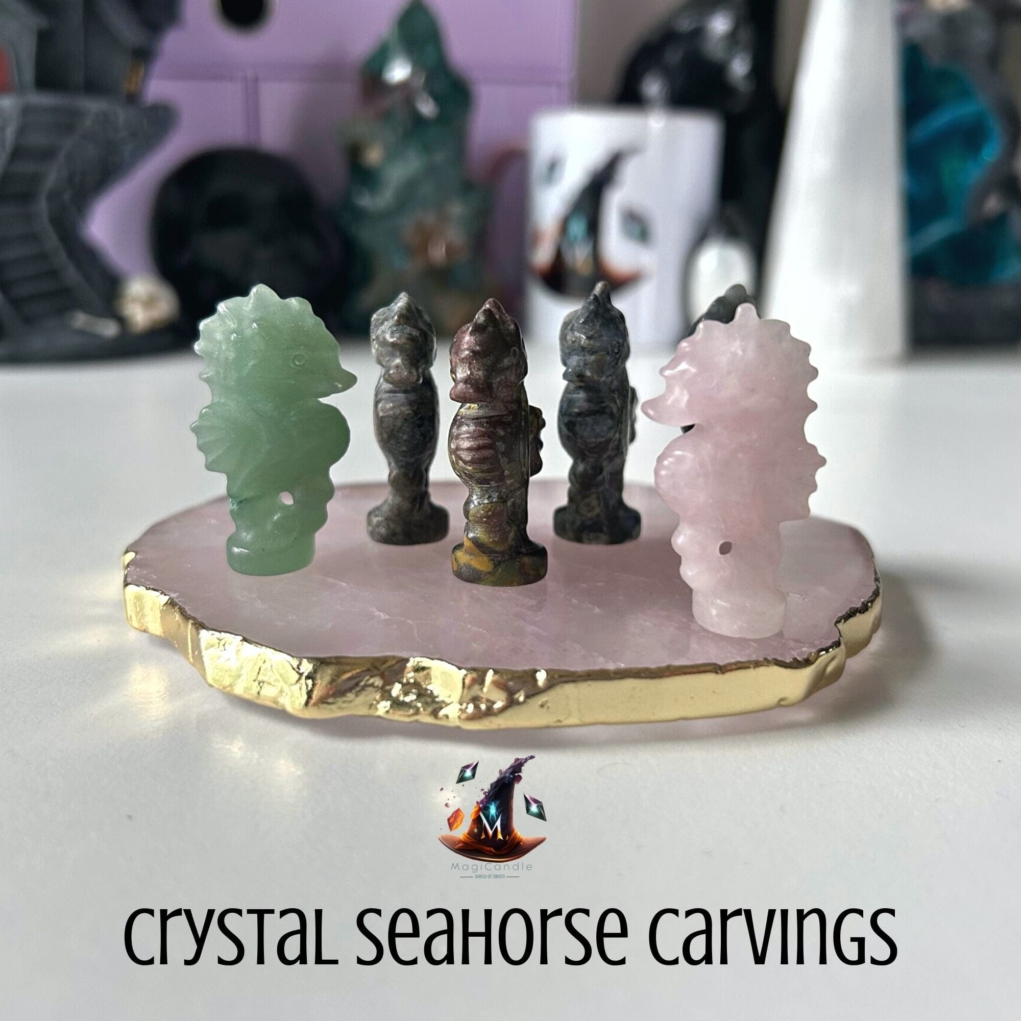 Crystal Seahorse Carvings MagiCandleSOS 