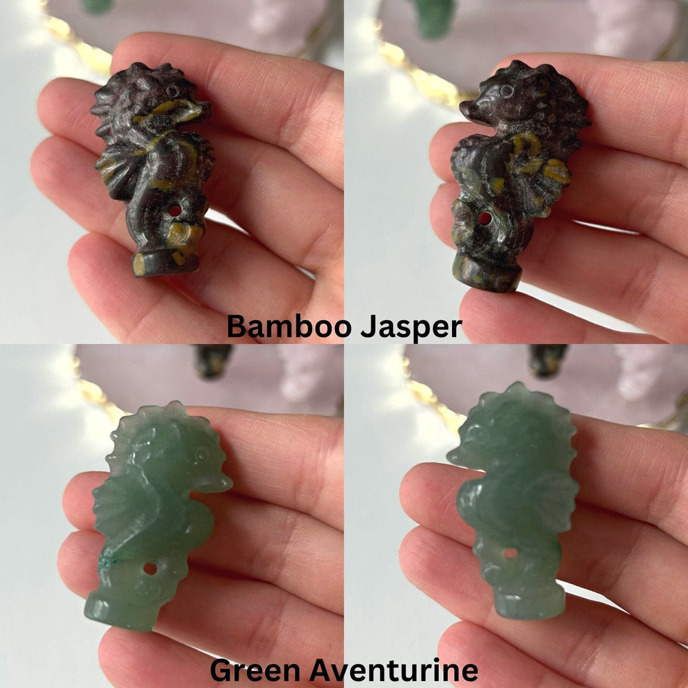 Crystal Seahorse Carvings MagiCandleSOS Bamboo Jasper 