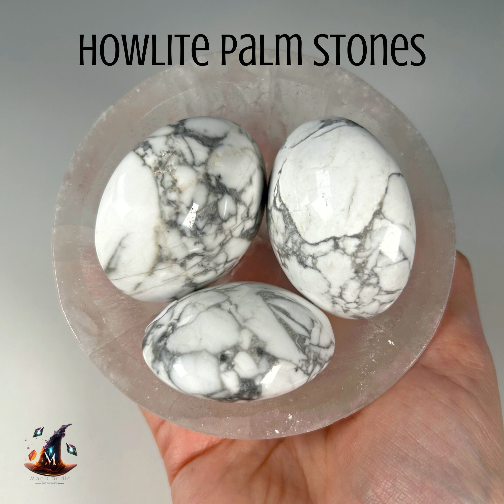 Howlite Palm Stones MagiCandleSOS 