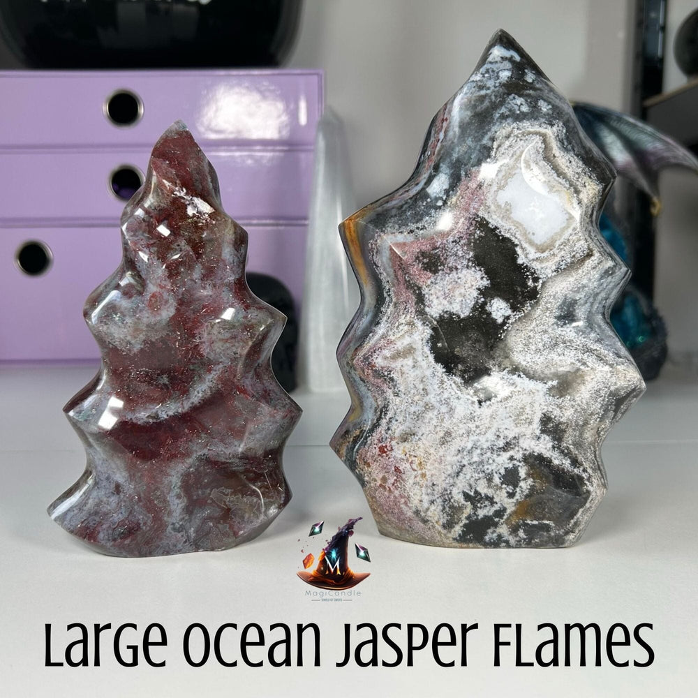 Large Ocean Jasper Flames MagiCandleSOS 