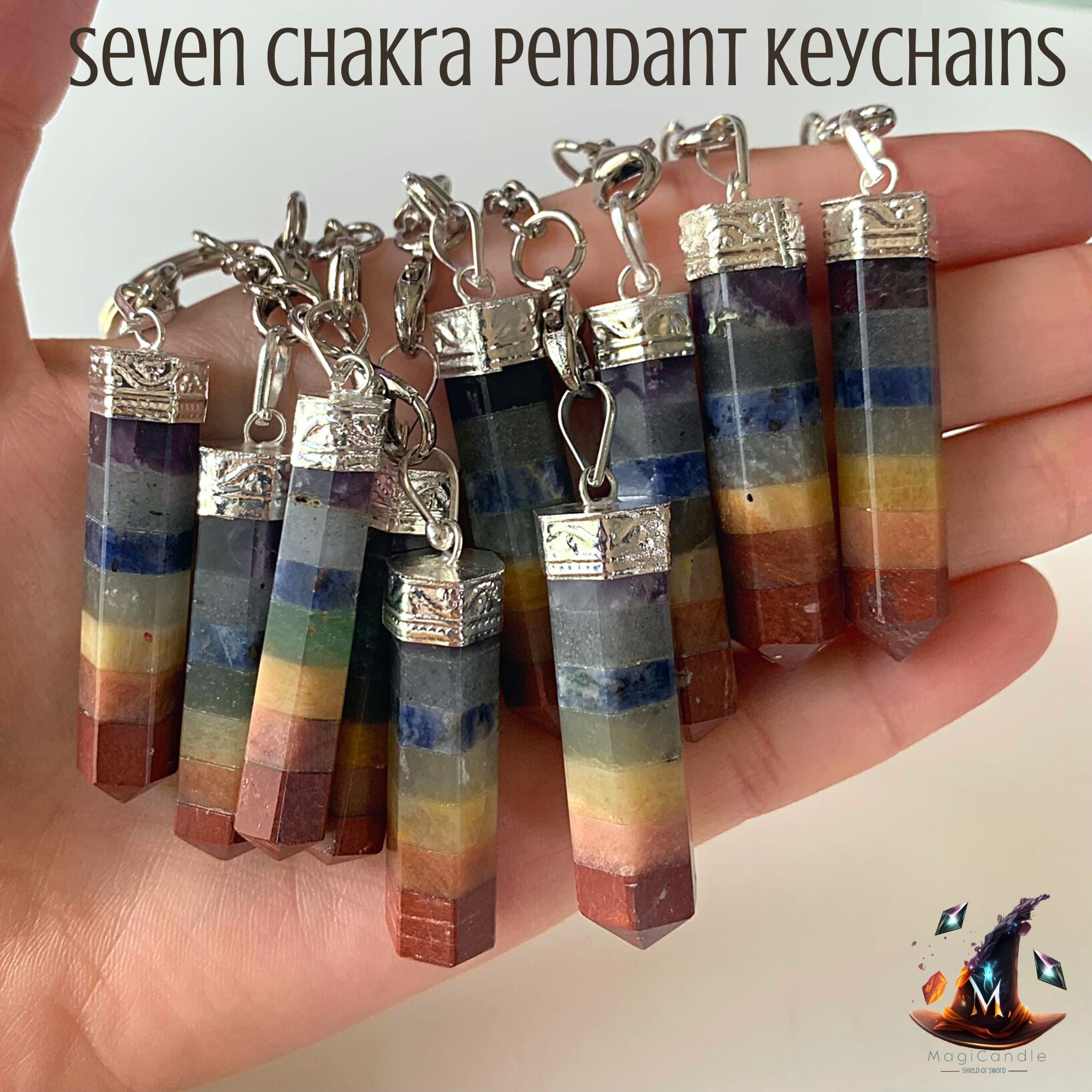 Layered Seven Chakra Pendant Keychain MagiCandleSOS 