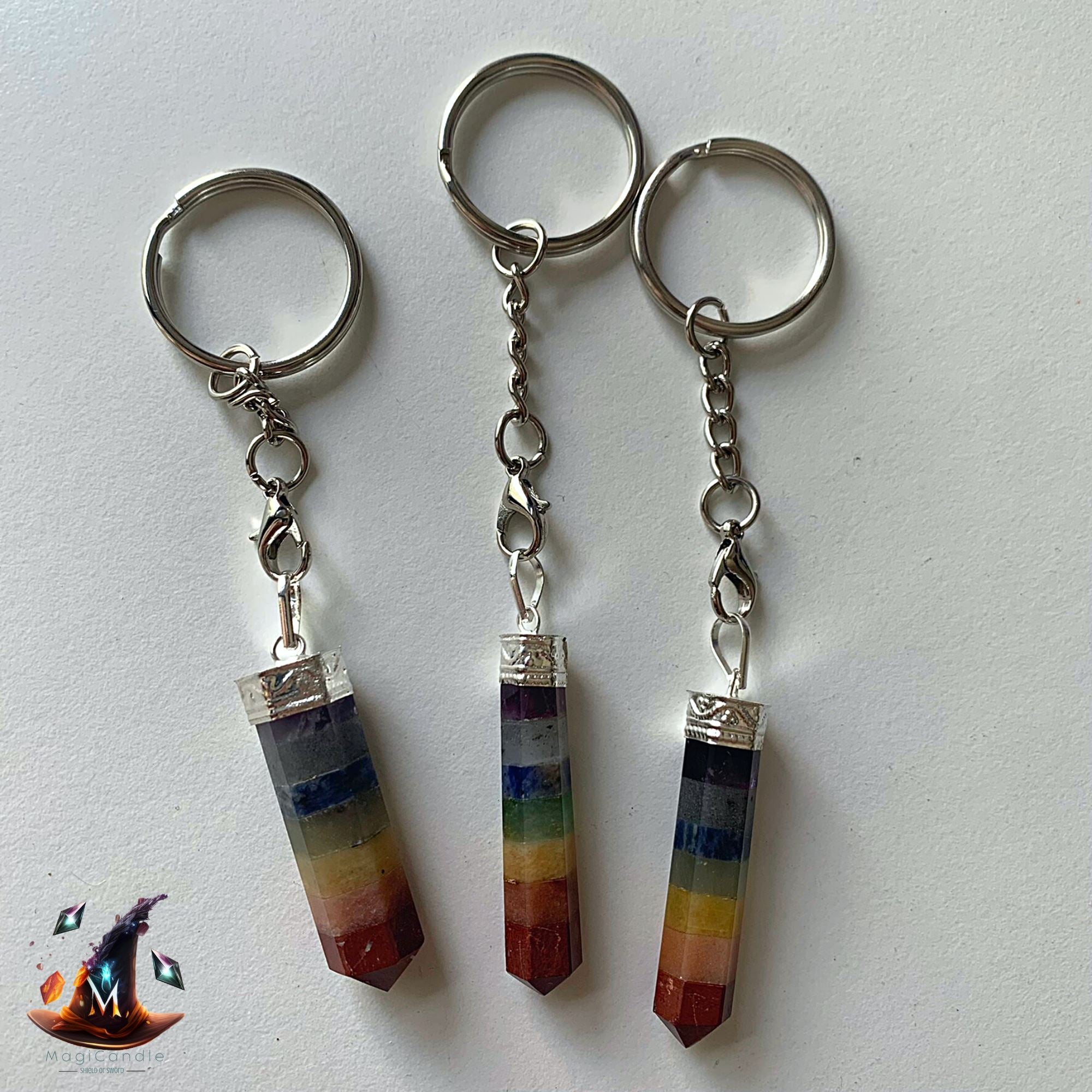 Layered Seven Chakra Pendant Keychain MagiCandleSOS 