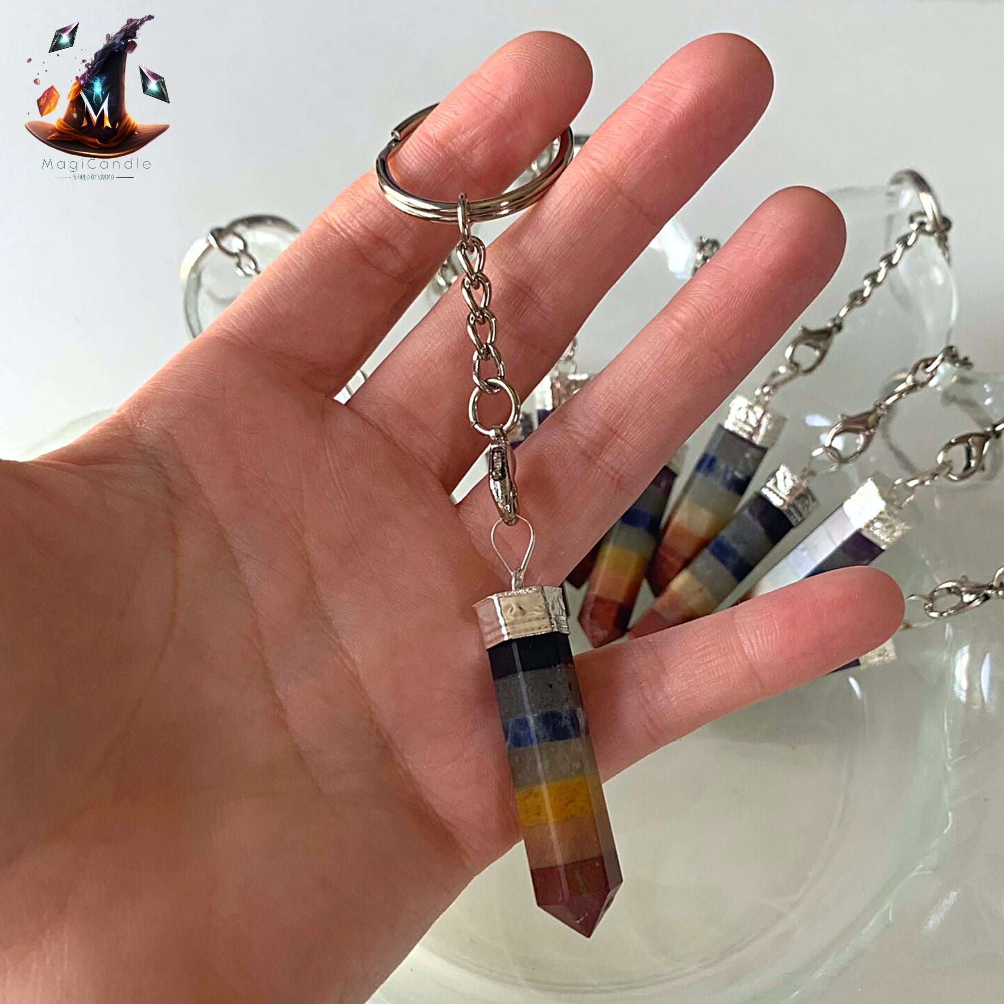 Layered Seven Chakra Pendant Keychain MagiCandleSOS 