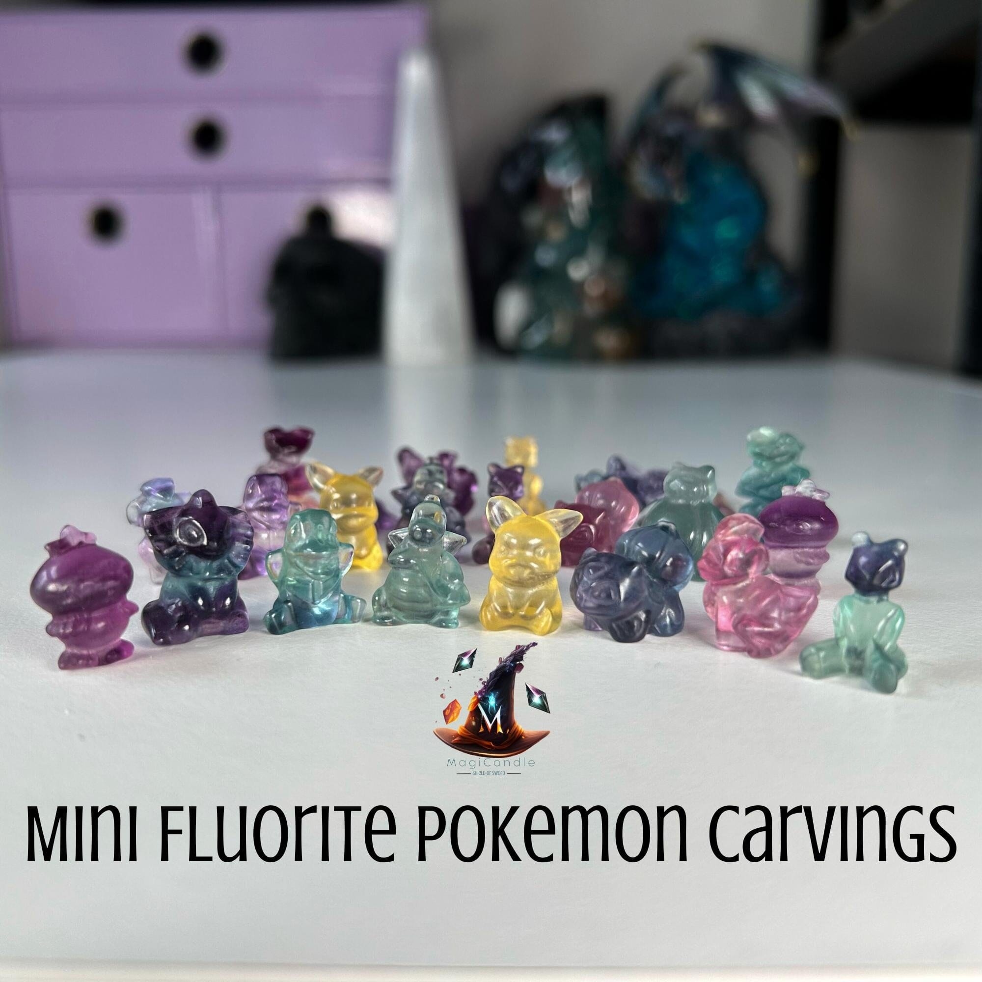 Mini Fluorite Pokemon Carvings MagiCandleSOS 