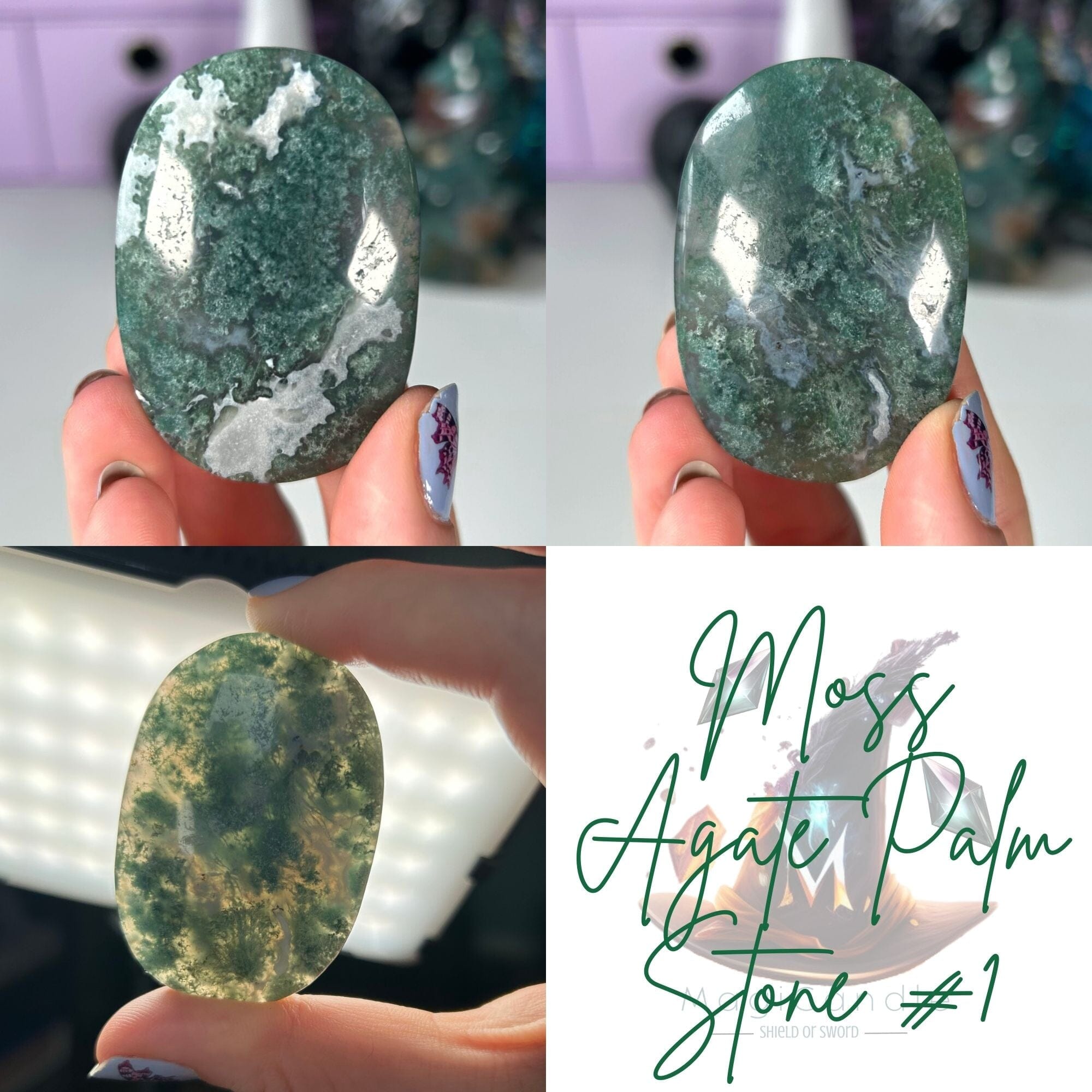 Moss Agate Palm Stones MagiCandleSOS 1 