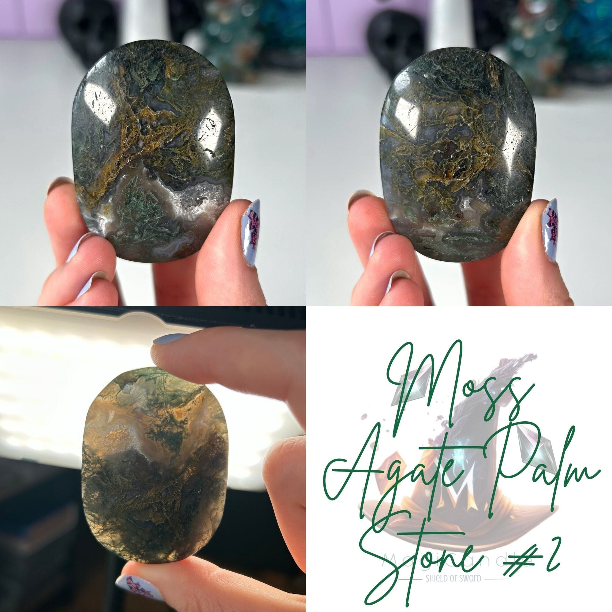 Moss Agate Palm Stones MagiCandleSOS 