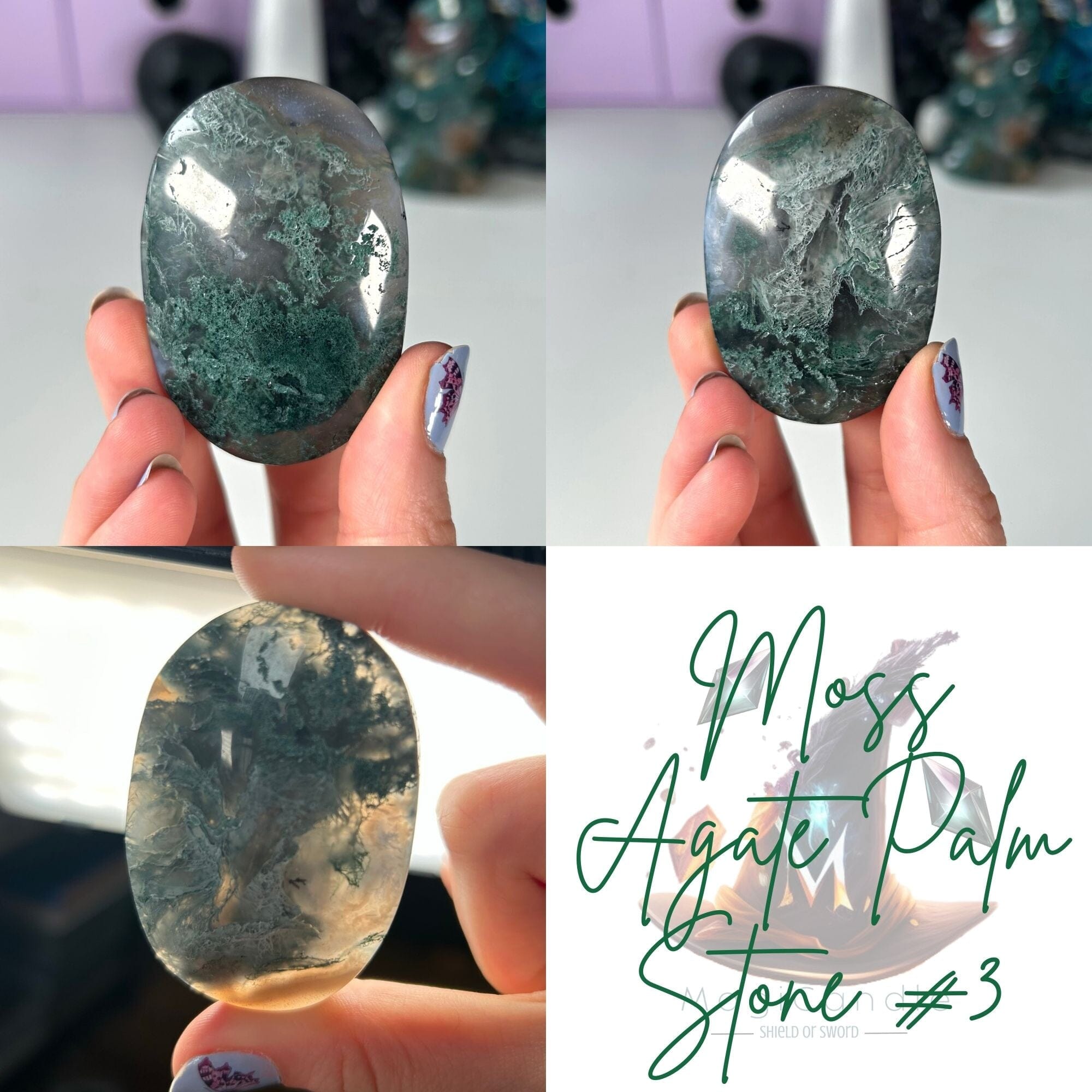 Moss Agate Palm Stones MagiCandleSOS 3 