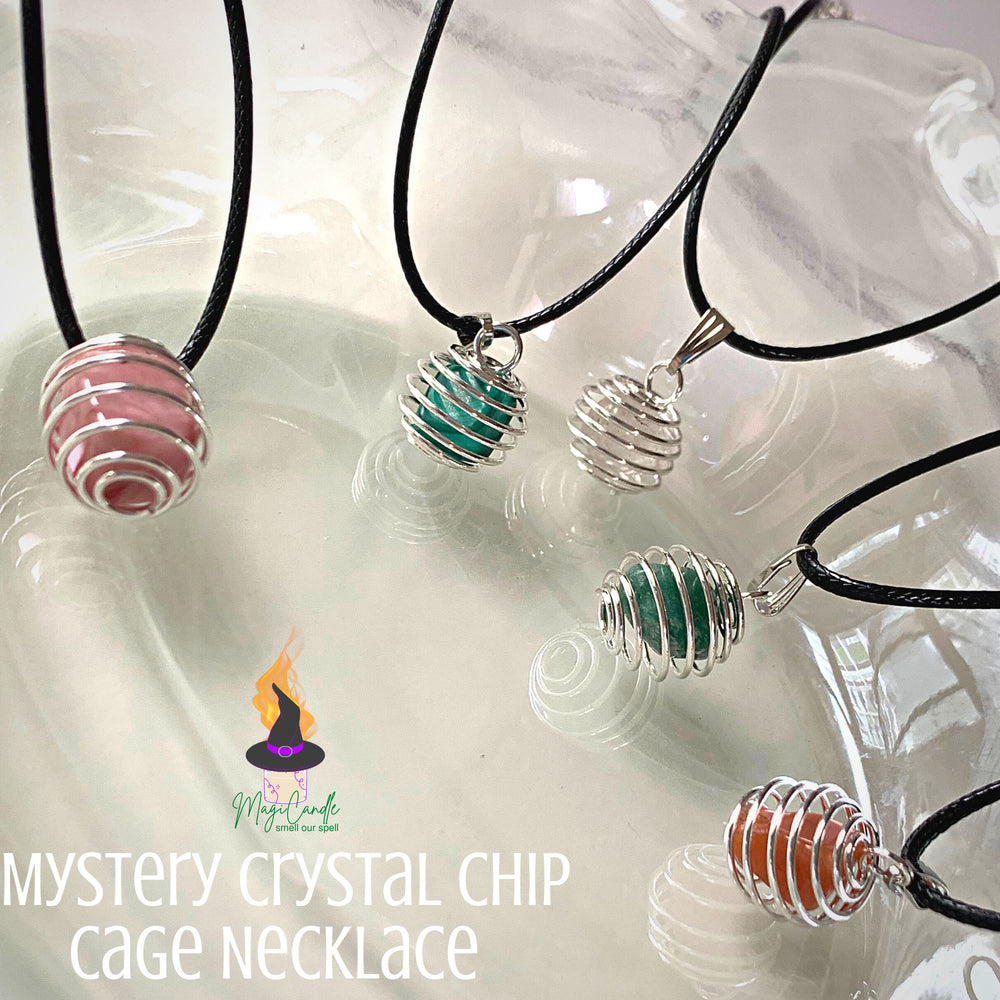 Mystery Crystal Chip Cage Necklace MagiCandleSOS 