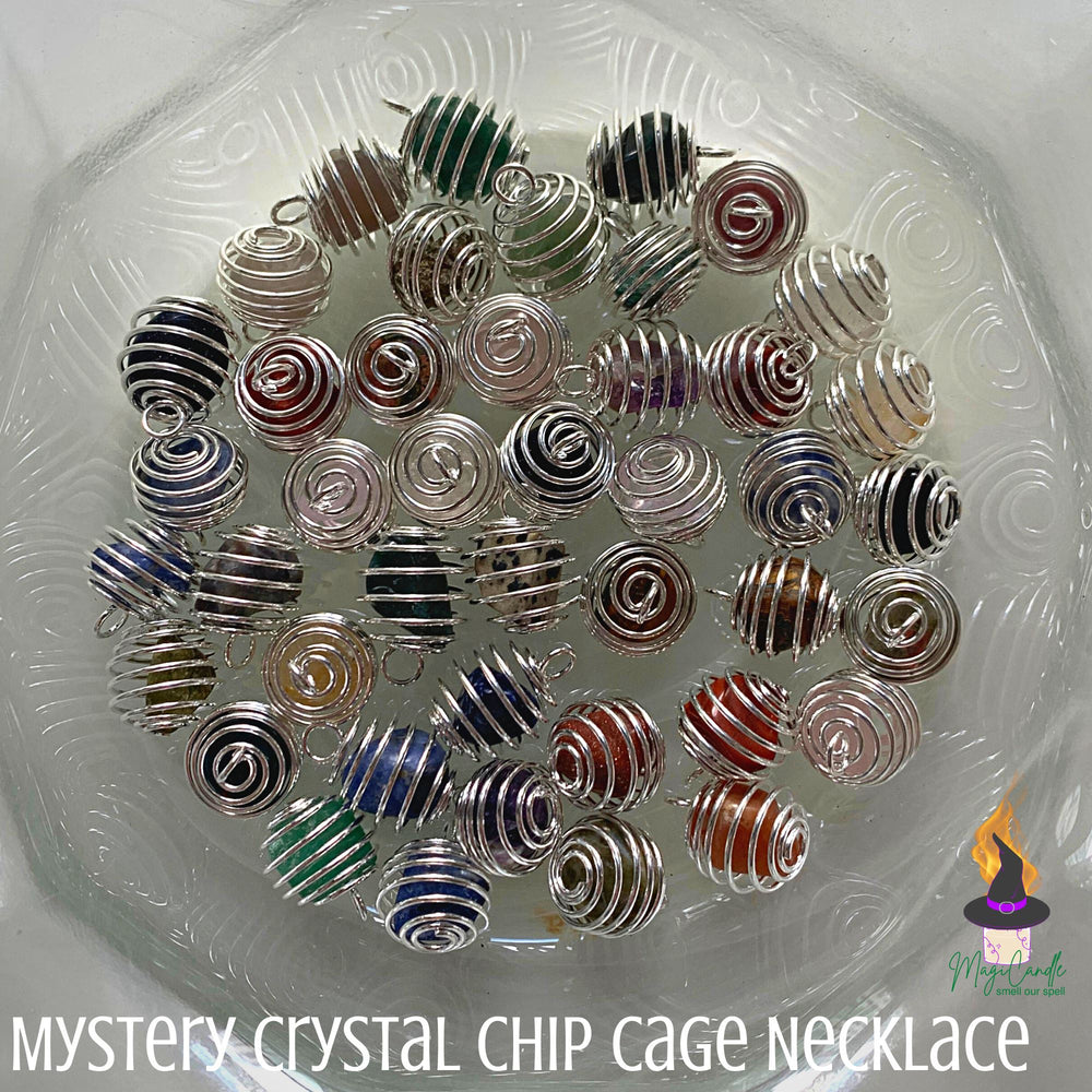 Mystery Crystal Chip Cage Necklace MagiCandleSOS 