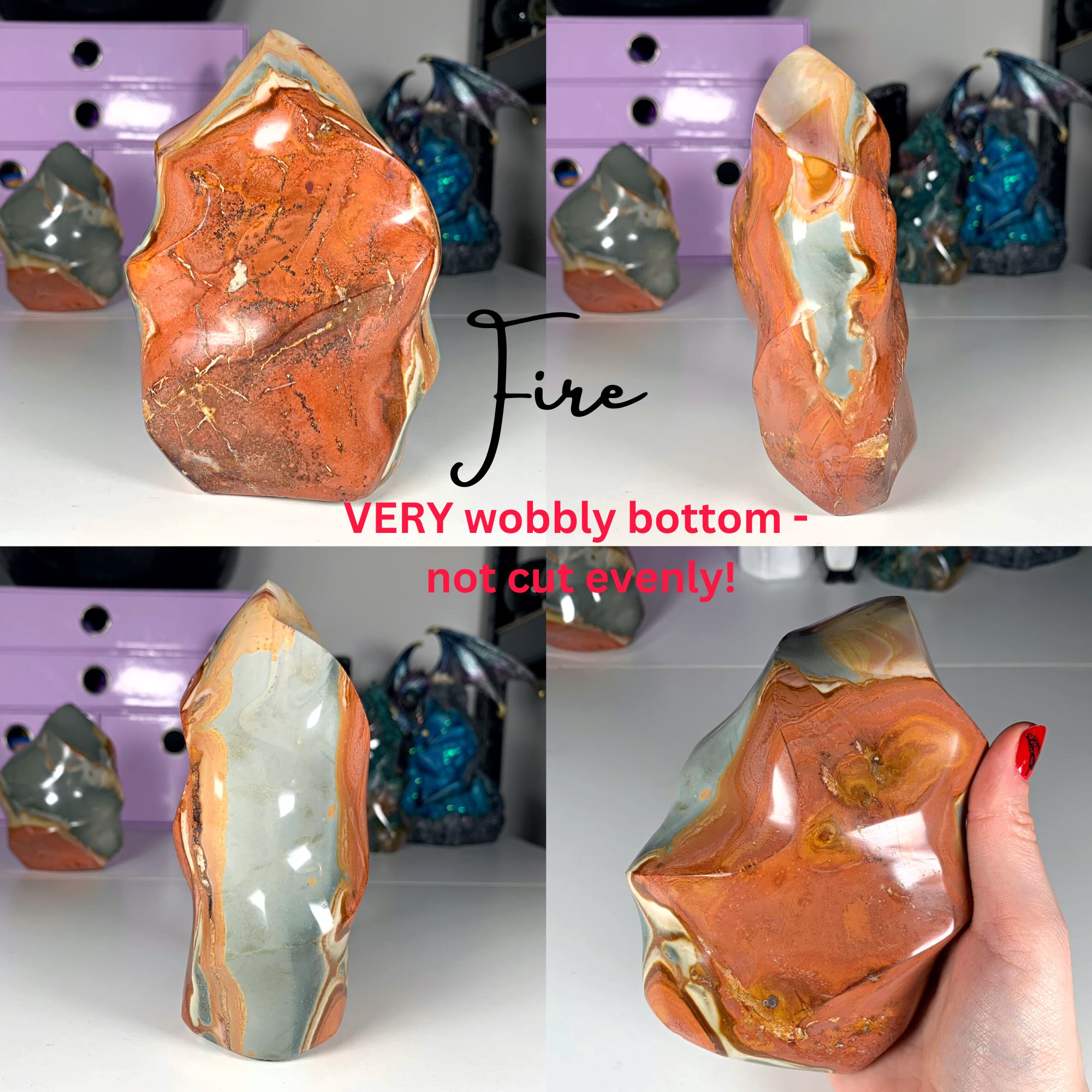 Polychrome Jasper Flames - "Fire" and "Steel" MagiCandleSOS 