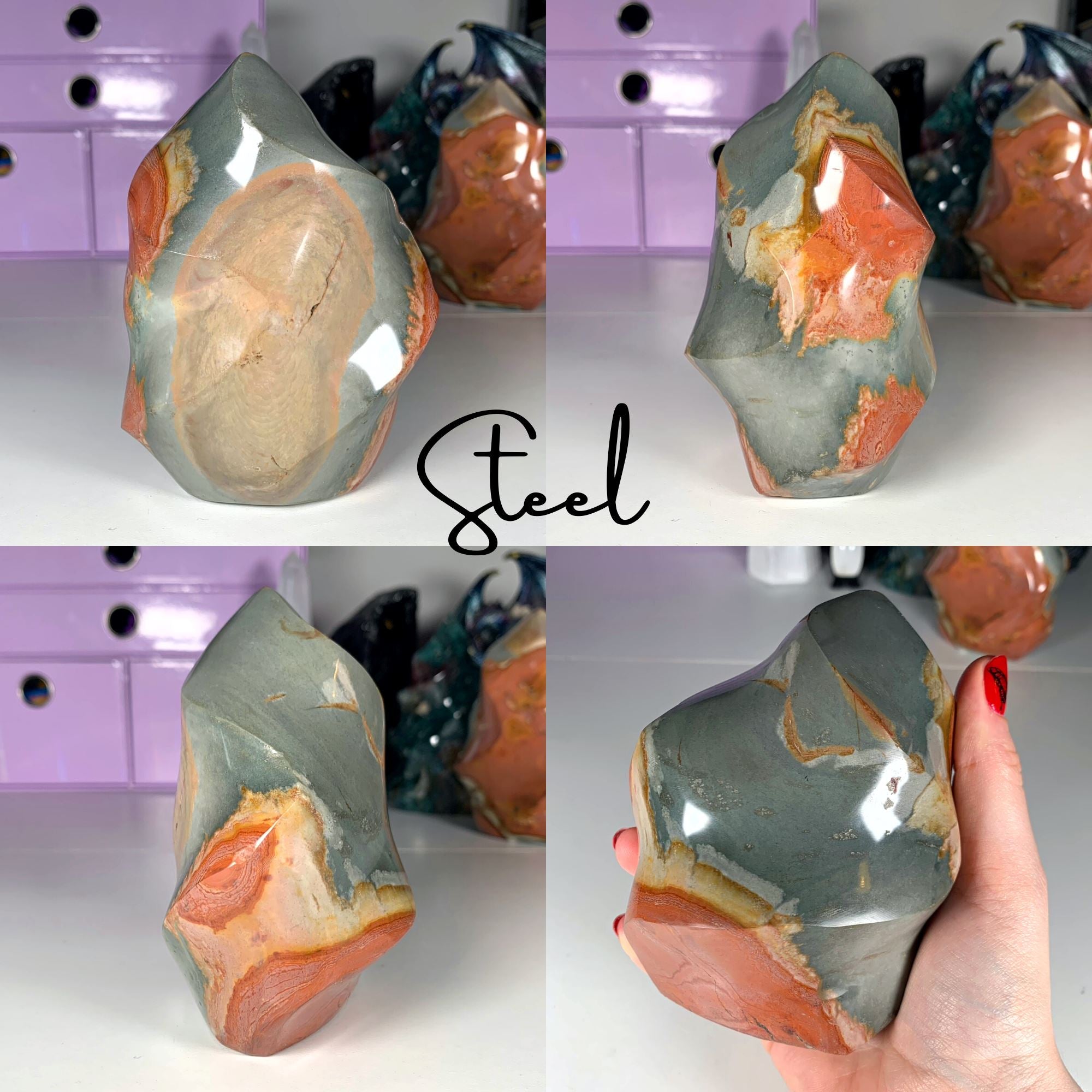 Polychrome Jasper Flames - "Fire" and "Steel" MagiCandleSOS 