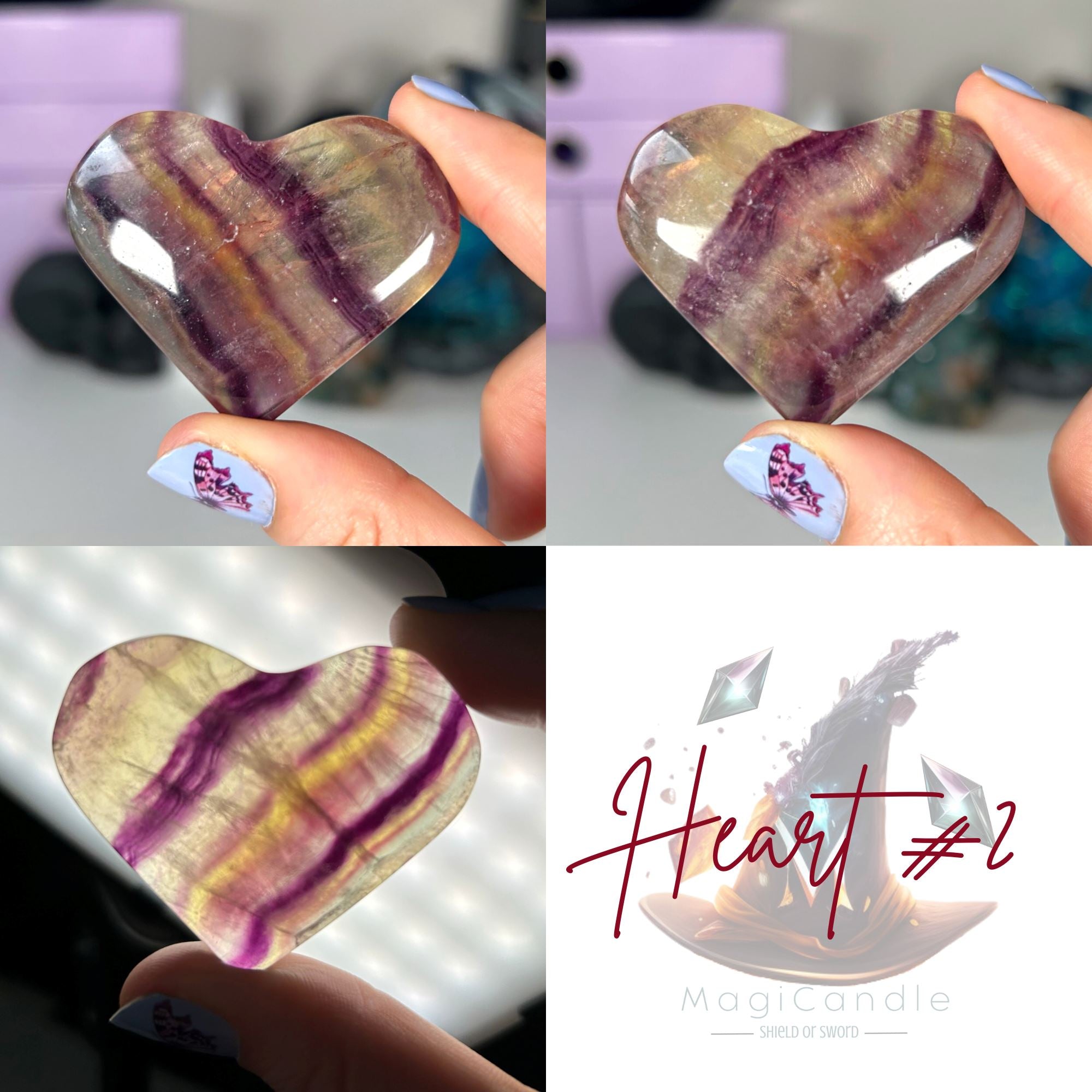 Rainbow Fluorite Hearts MagiCandleSOS 2 