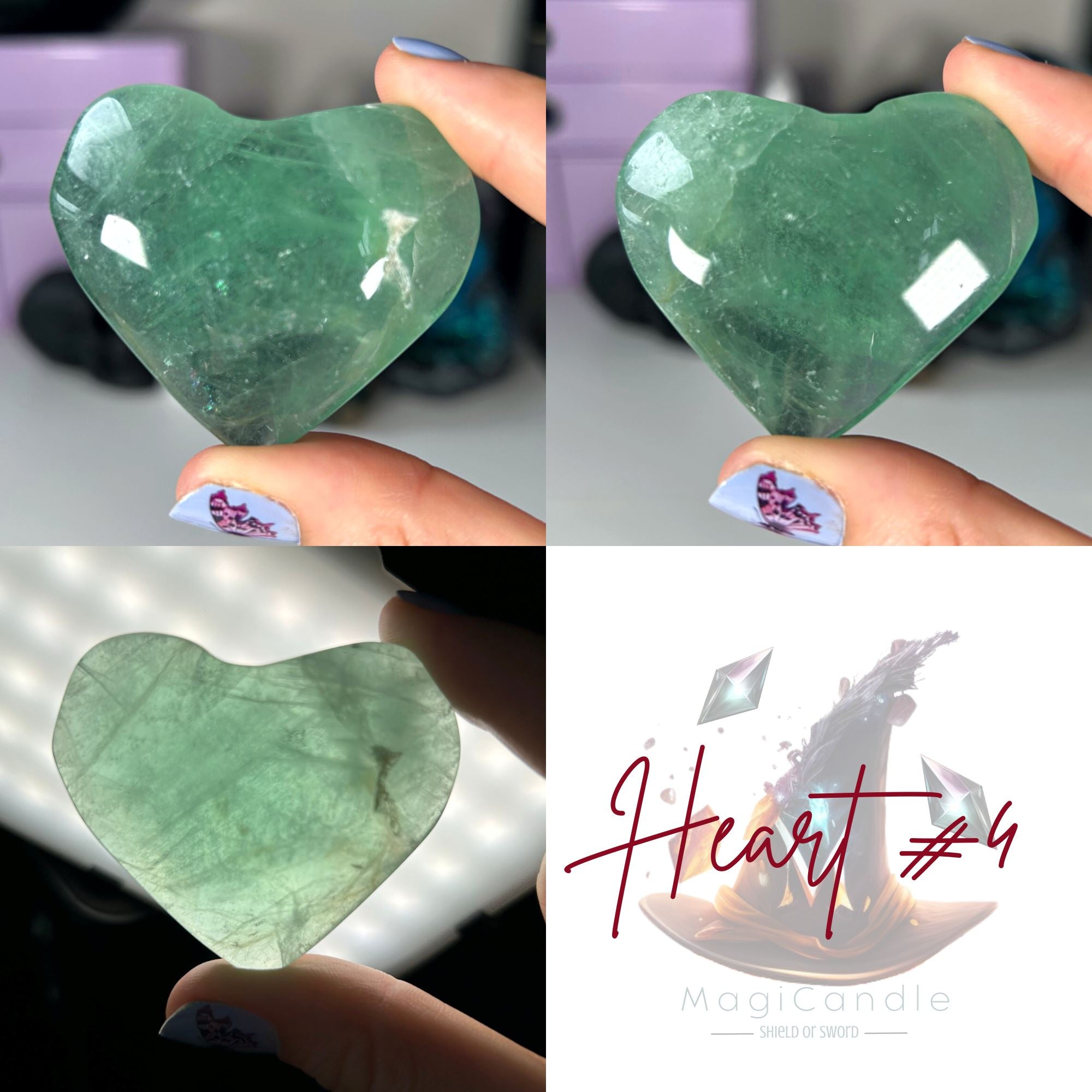 Rainbow Fluorite Hearts MagiCandleSOS 4 