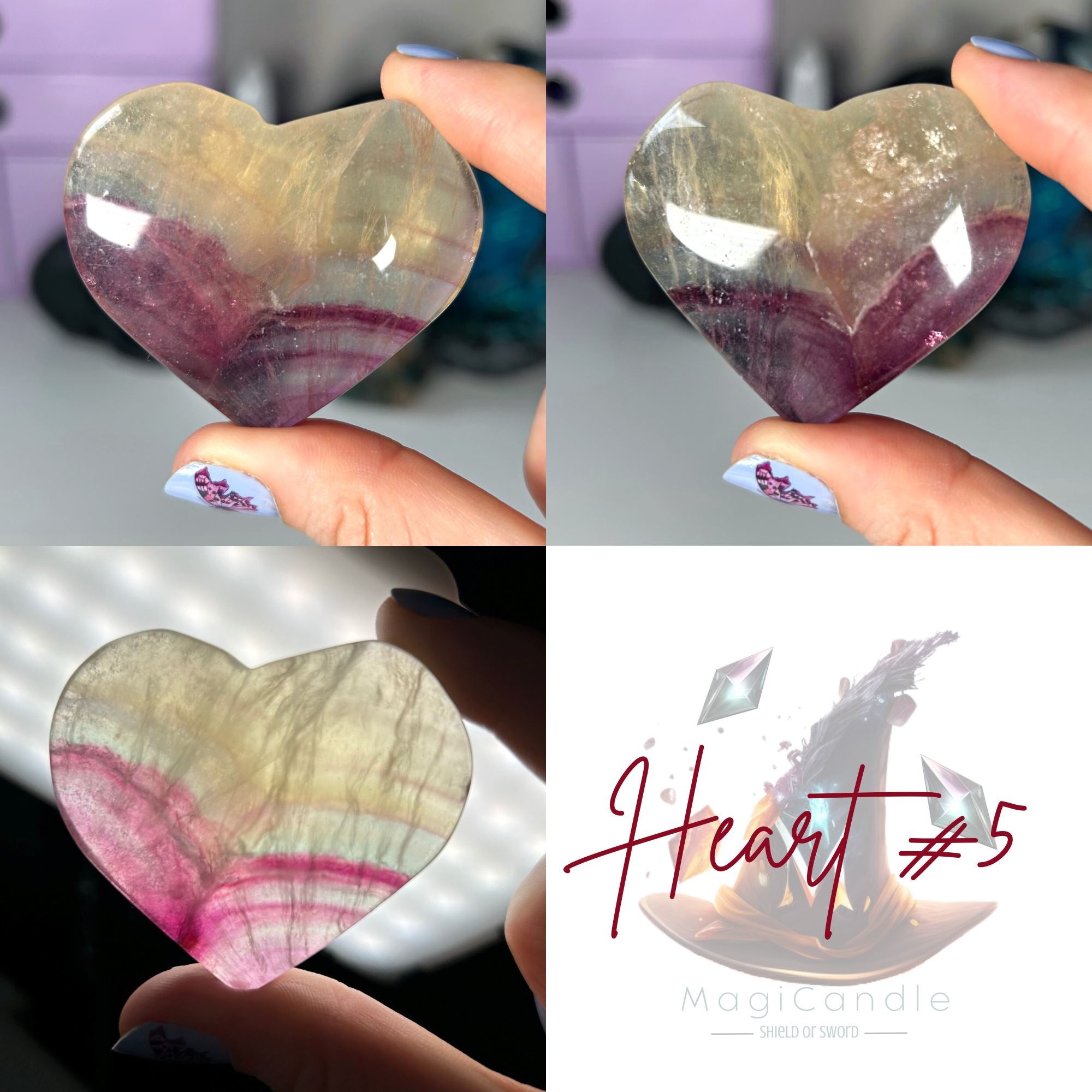 Rainbow Fluorite Hearts MagiCandleSOS 5 