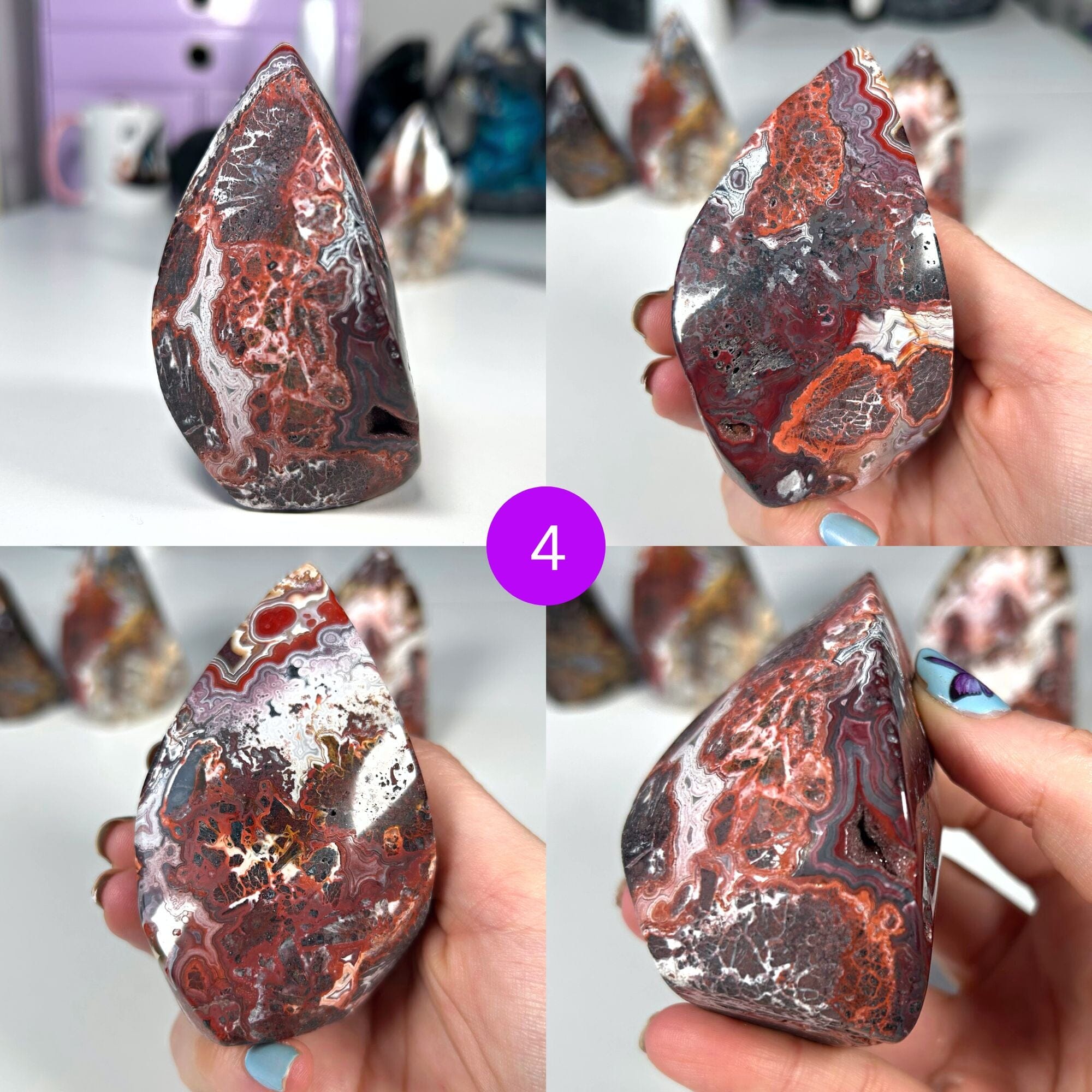 Red Crazy Lace Agate Flames MagiCandleSOS 