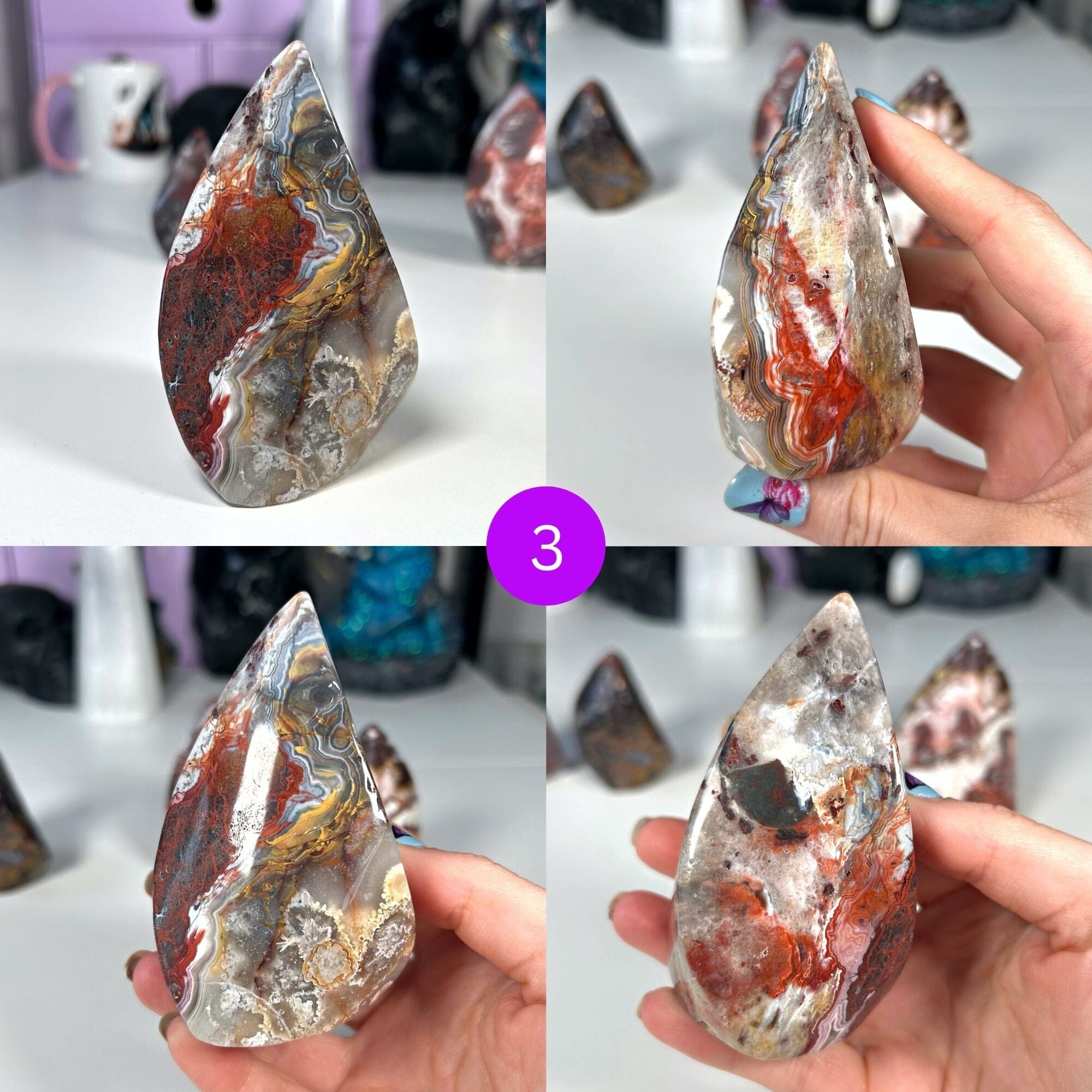 Red Crazy Lace Agate Flames MagiCandleSOS 3 