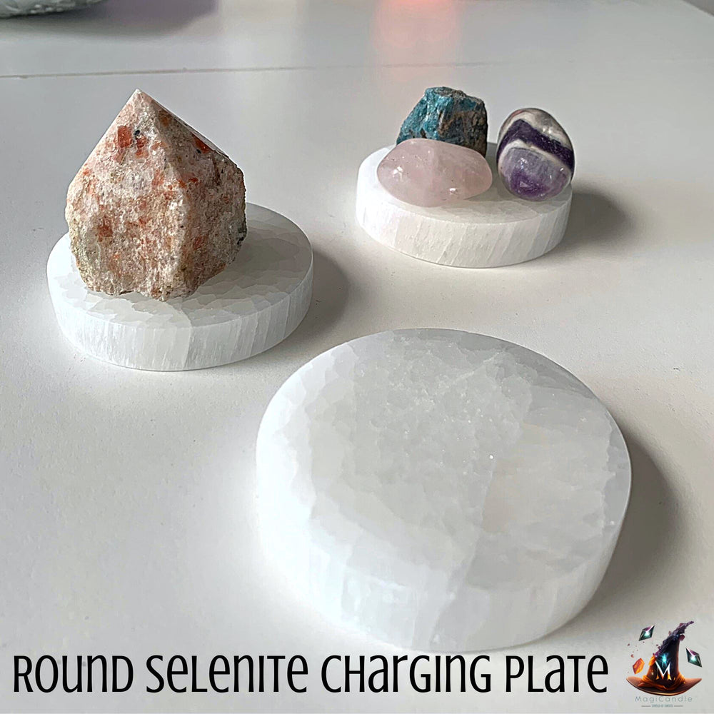 Round Selenite Charging Plates MagiCandleSOS 