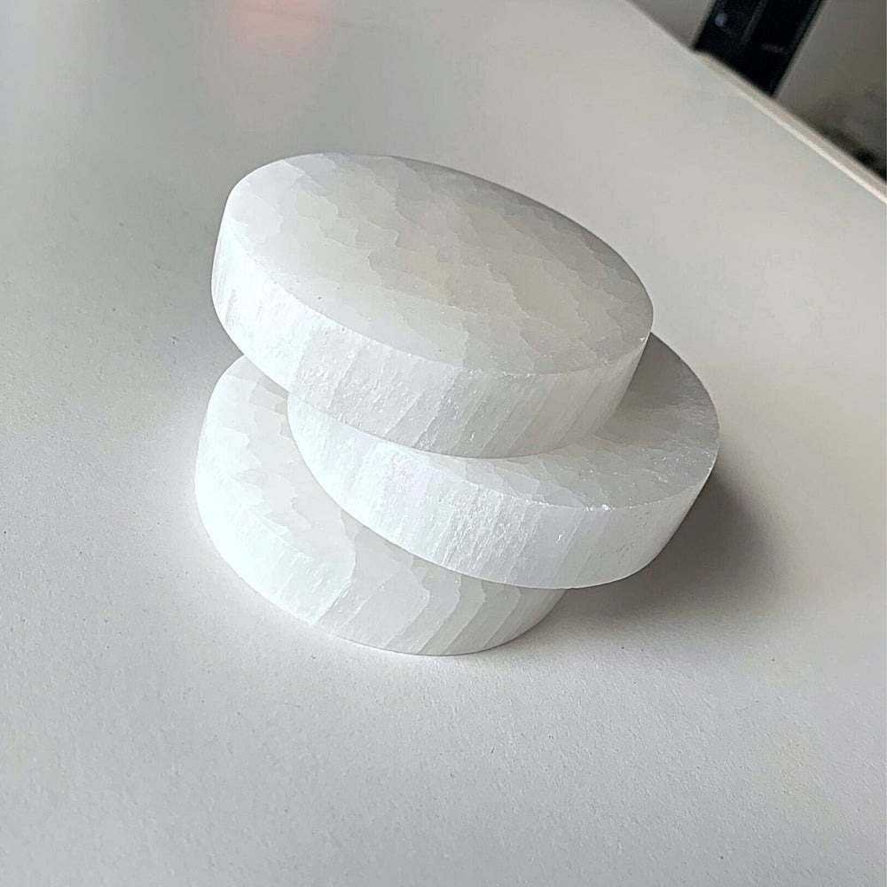 Round Selenite Charging Plates MagiCandleSOS 