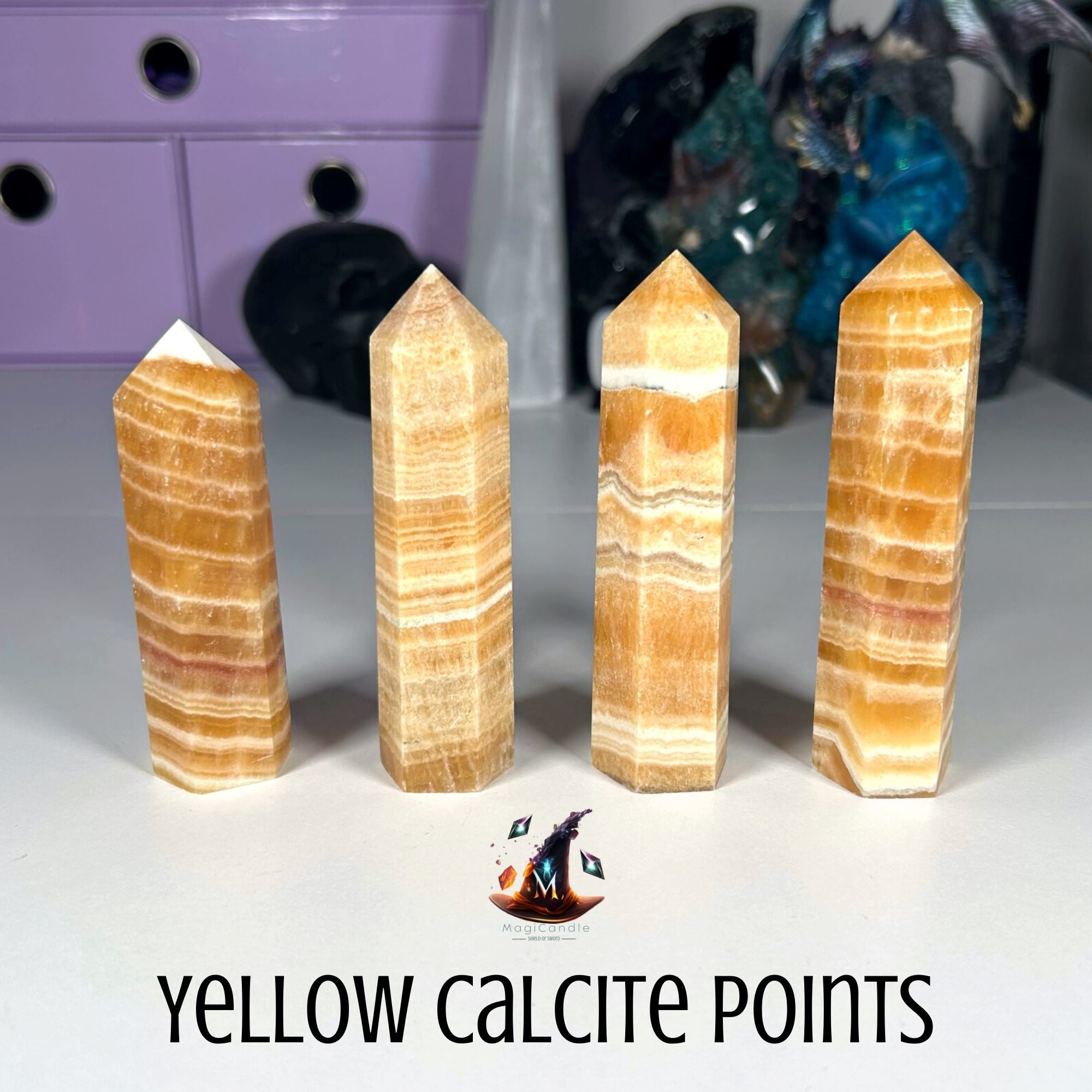 Yellow Calcite Points MagiCandleSOS 