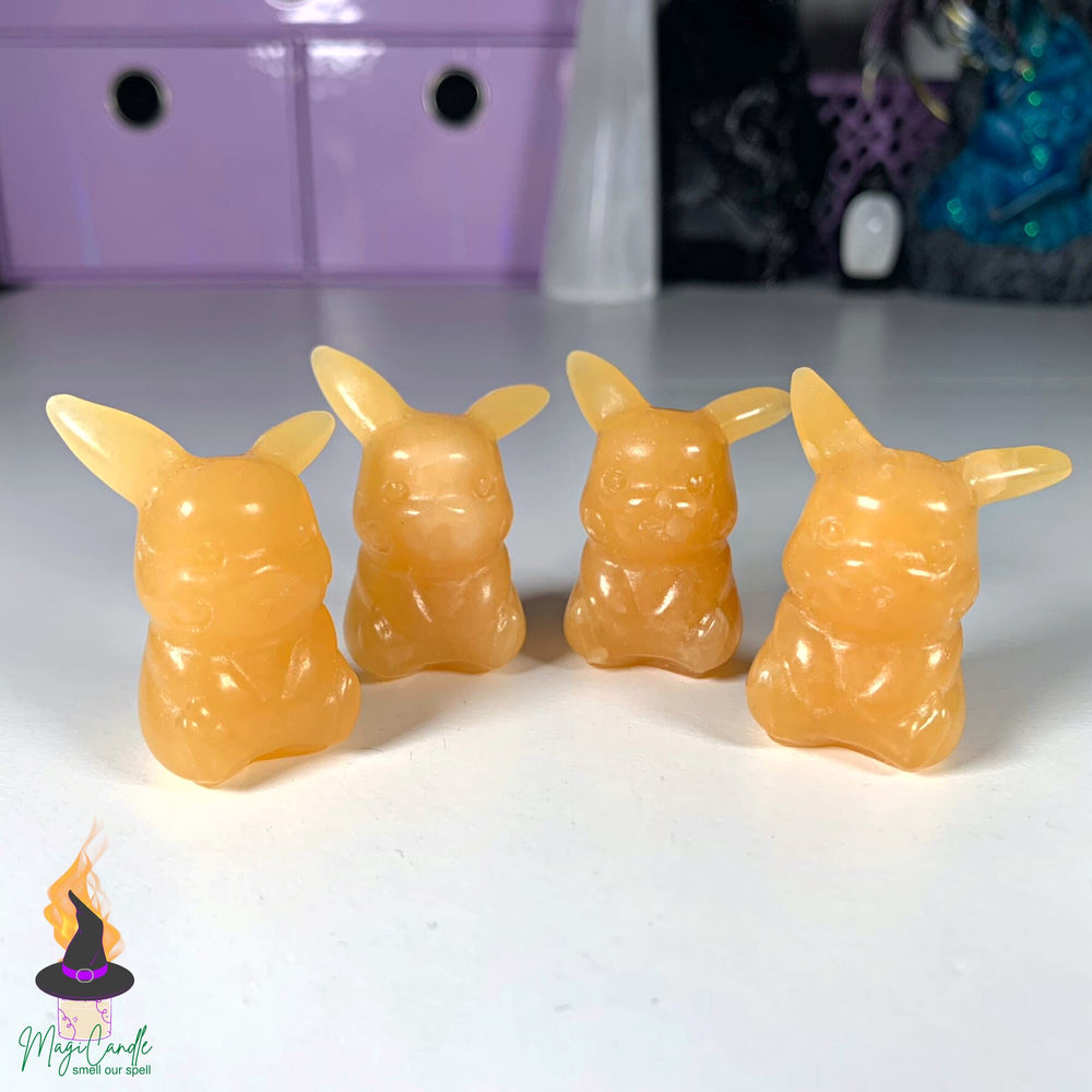 Yellow Jade Pikachu Crystal Carving MagiCandleSOS 