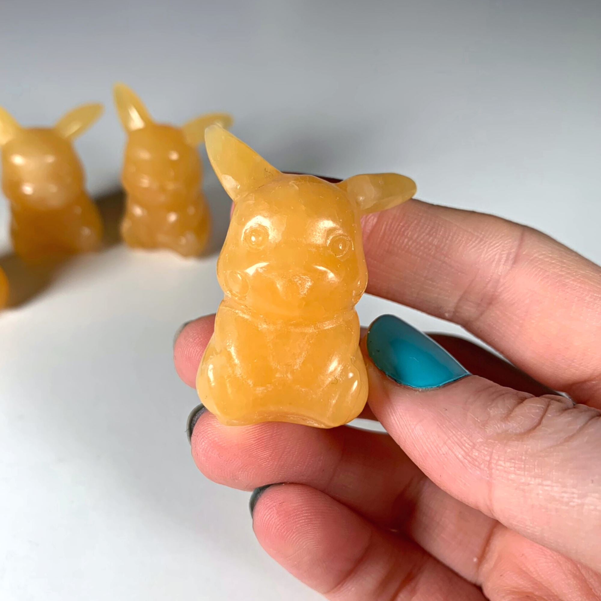 Yellow Jade Pikachu Crystal Carving MagiCandleSOS 